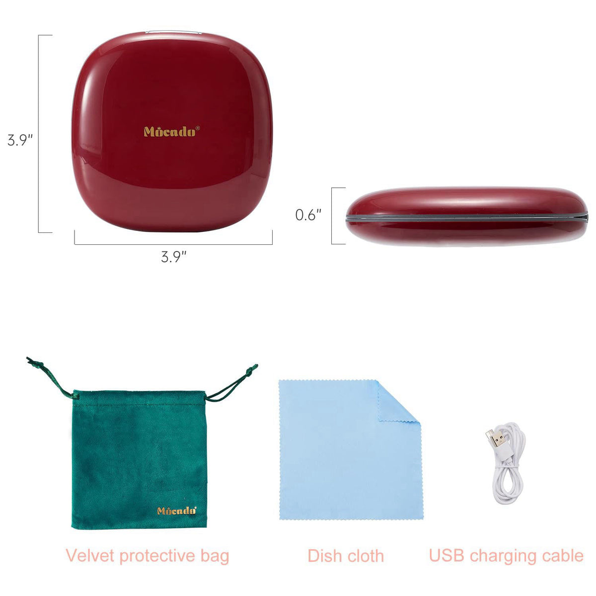 Mocado Compact Mirror with Light-4 Inches Compact 1x/10x Magnifying Mirror – close-up detail in Wine Red
