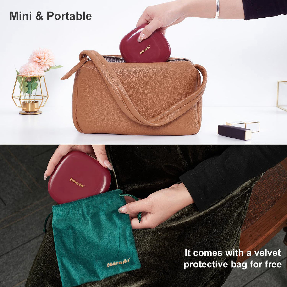 Mocado Compact Mirror with Light-4 Inches Compact 1x/10x Magnifying Mirror – alternate angle