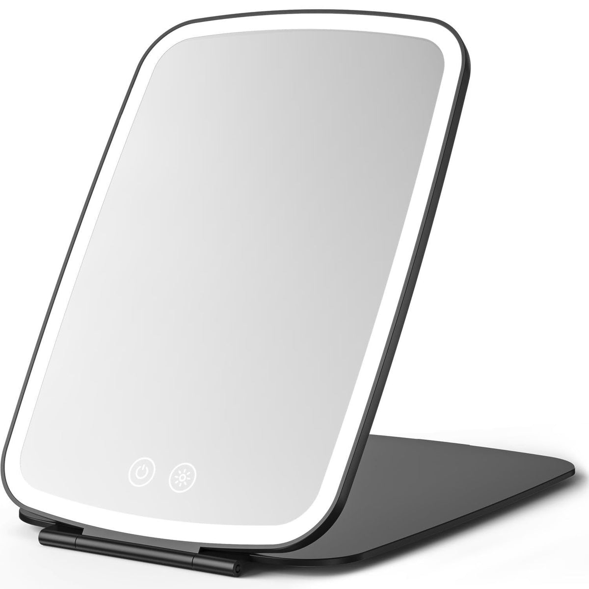 NEZZOE Portable Makeup Mirror, Large Travel Mirror with Light, 10”x7” Black