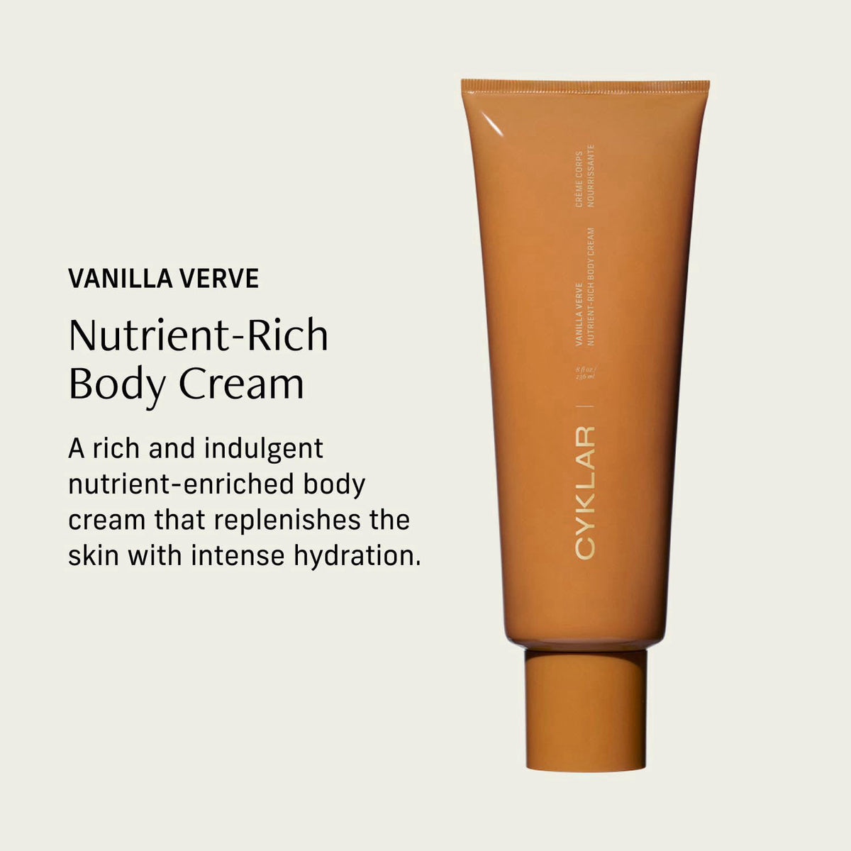 CYKLAR Nourishing Body Cream - 48-Hr Moisture Lotion – Vanilla Verve , 8oz – close-up detail