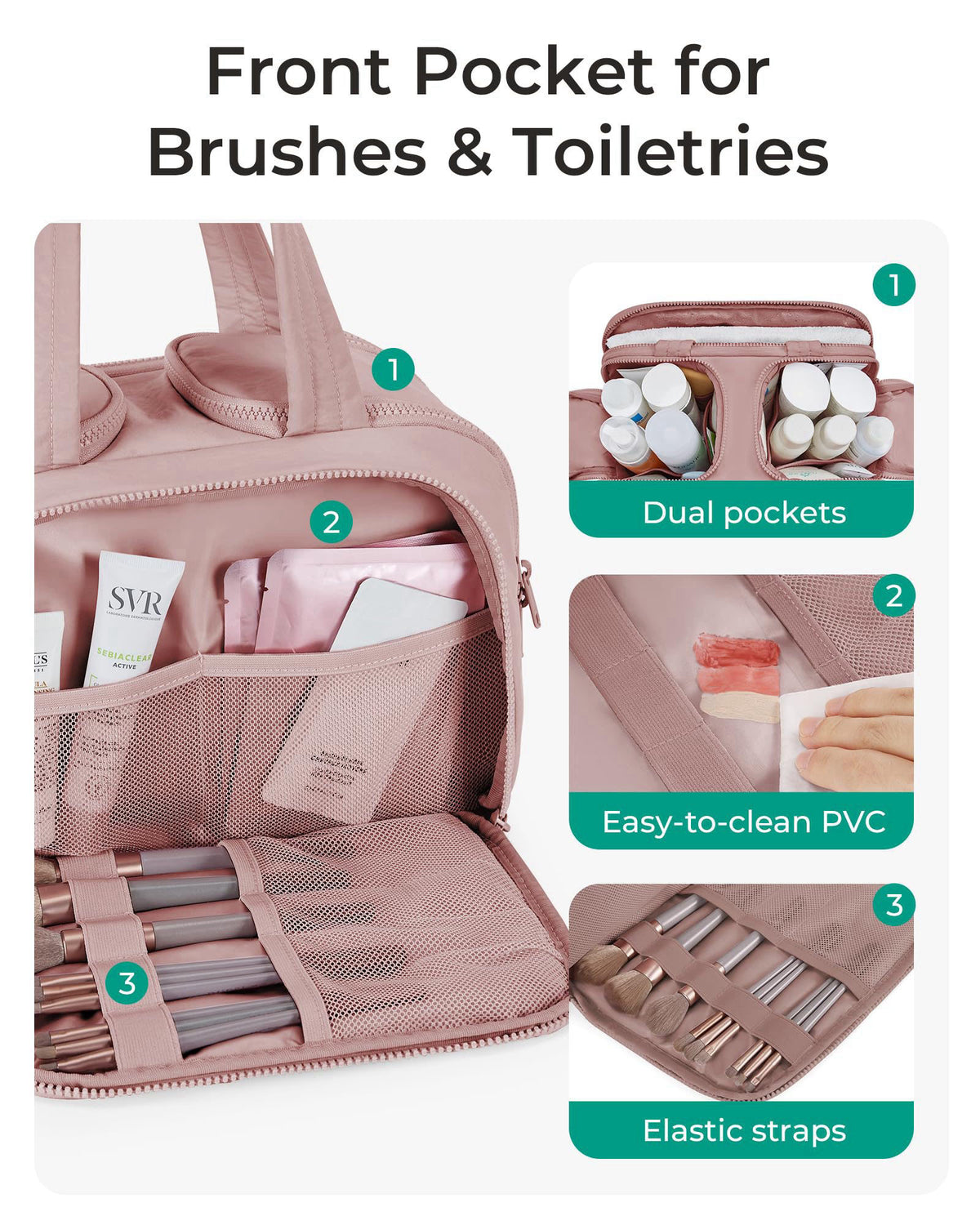 BAGSMART Travel Toiletry Bag, Lightweight Large Wide-open Travel Bag for Women, Puffy Cosmetic Makeup Bag Organizer with