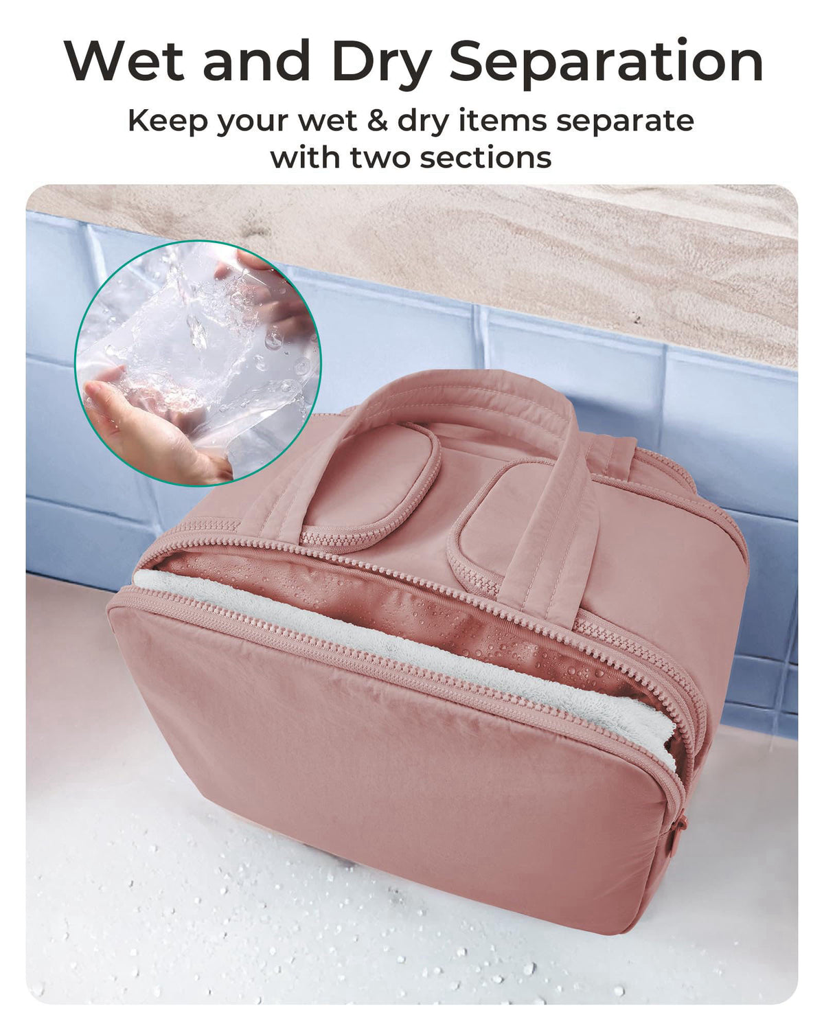 BAGSMART Travel Toiletry Bag, Lightweight Large Wide-open Travel Bag for Women, Puffy Cosmetic Makeup Bag Organizer with