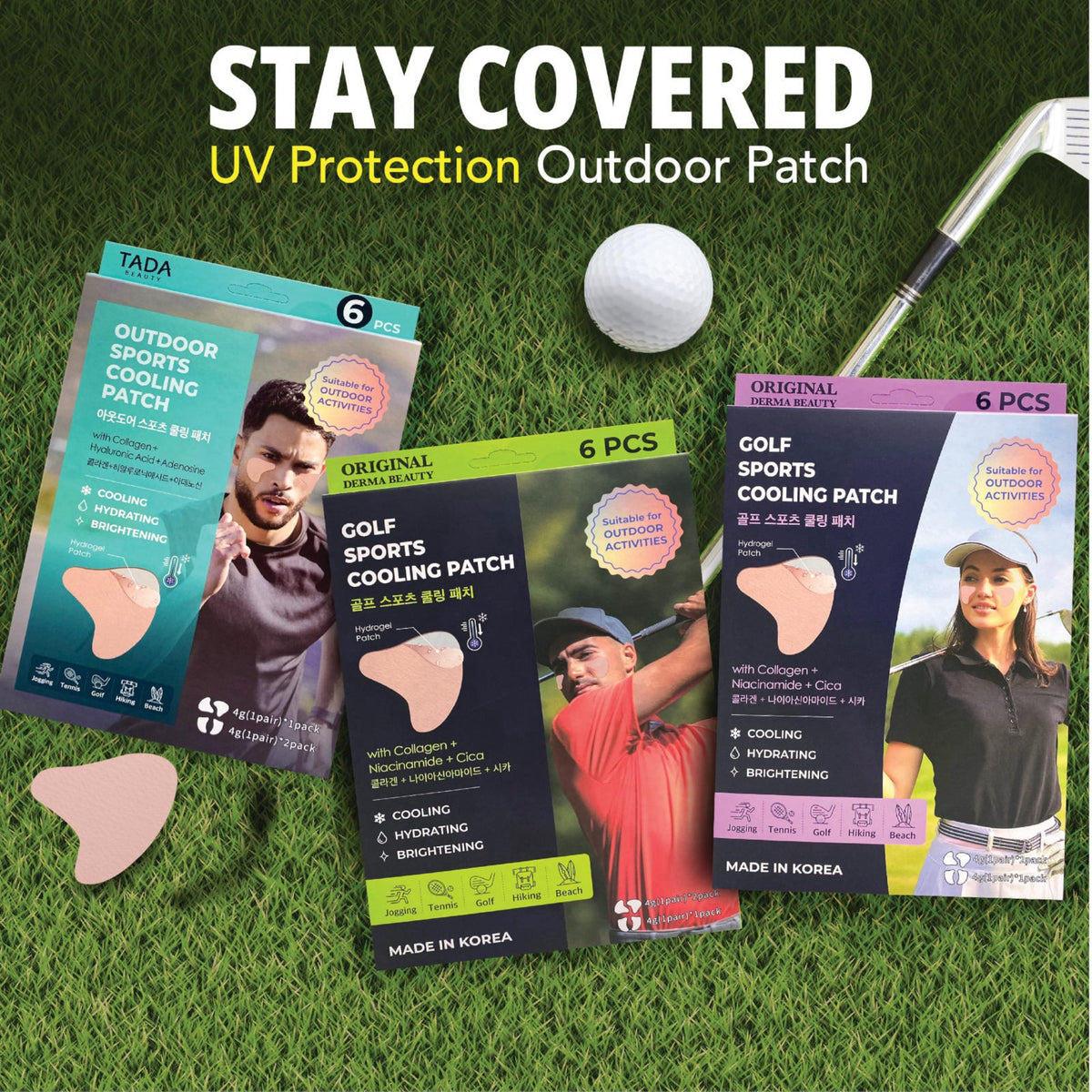 ORIGINAL DERMA BEAUTY 12Pairs (24patchs) Sun Patch, Under Eye UV Protection for Golf, Hiking, Driving, Outdoor Sports | 