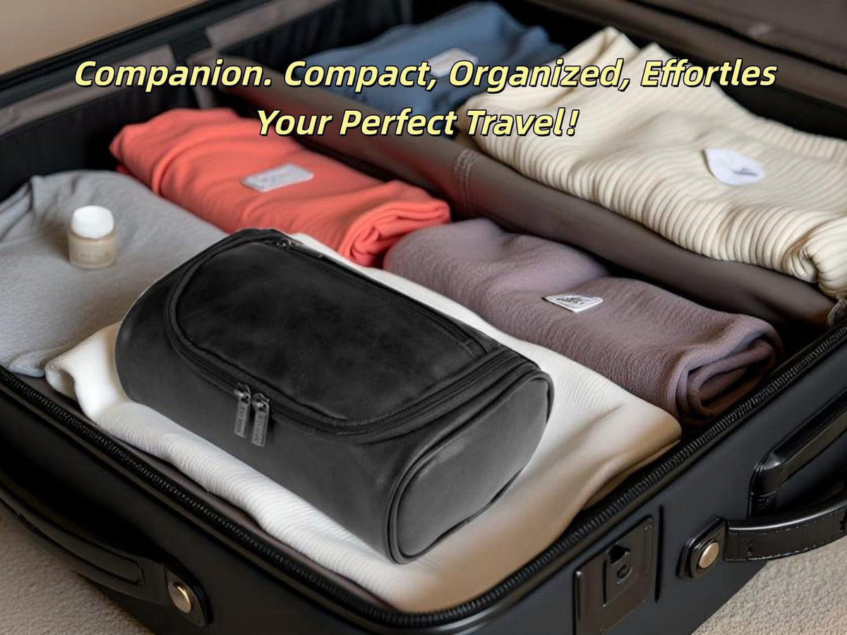 Shcnlery Personalized Small Toiletry Bag for Men,Minimalist Travel Toiletry Organizer Dopp Kit Water-resistant Makeup Ba