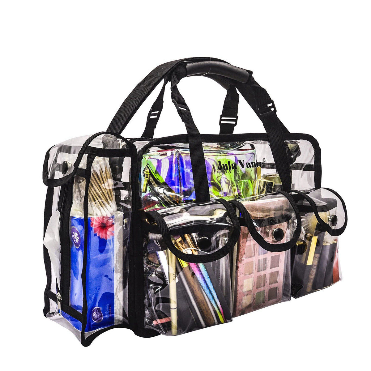 Jula Vance Professional Clear PVC Makeup Kits Organizer Make up Set Bag MUA Carry All Artist Transparent Vinyl Travel Co