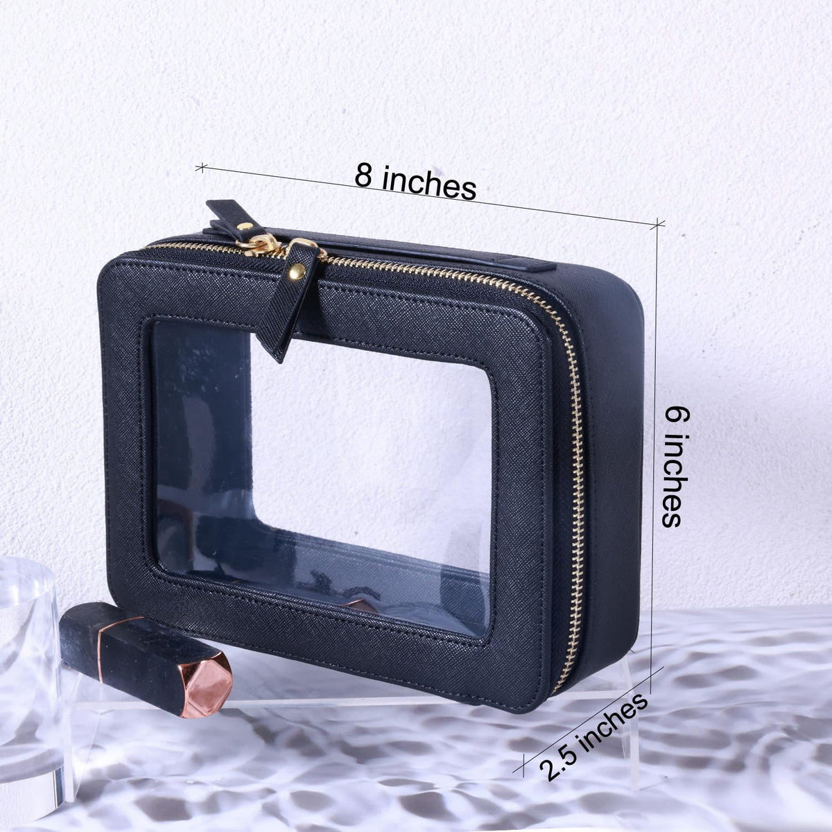 SANHECUN Toiletry bag waterproof cosmetic organizer with handle lagre opening for travelling car organizers(Black) – alt