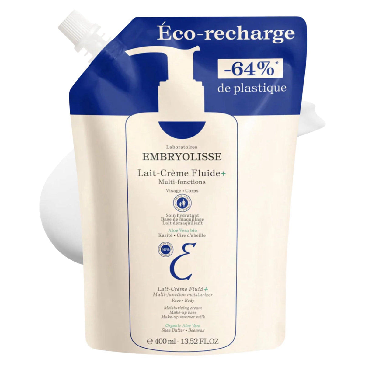 Embryolisse Lait-Crème Fluid+ Face & Body Cream, Multi-Use Lightweight Moisturizer with Shea Butter & Aloe Vera. Fast Ab
