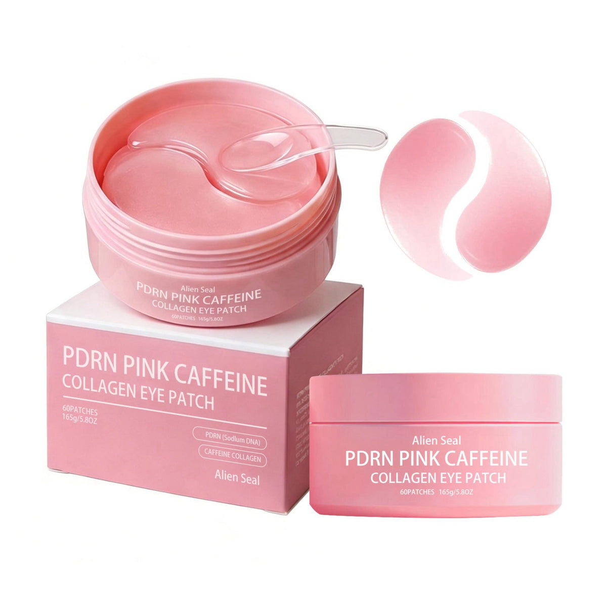 Alien Seal PDRN Pink Caffeine Collagen Eye Patch for Night CareㅣPDRN Pink Collagen Jelly Eye Mask, Dark Circles Care for