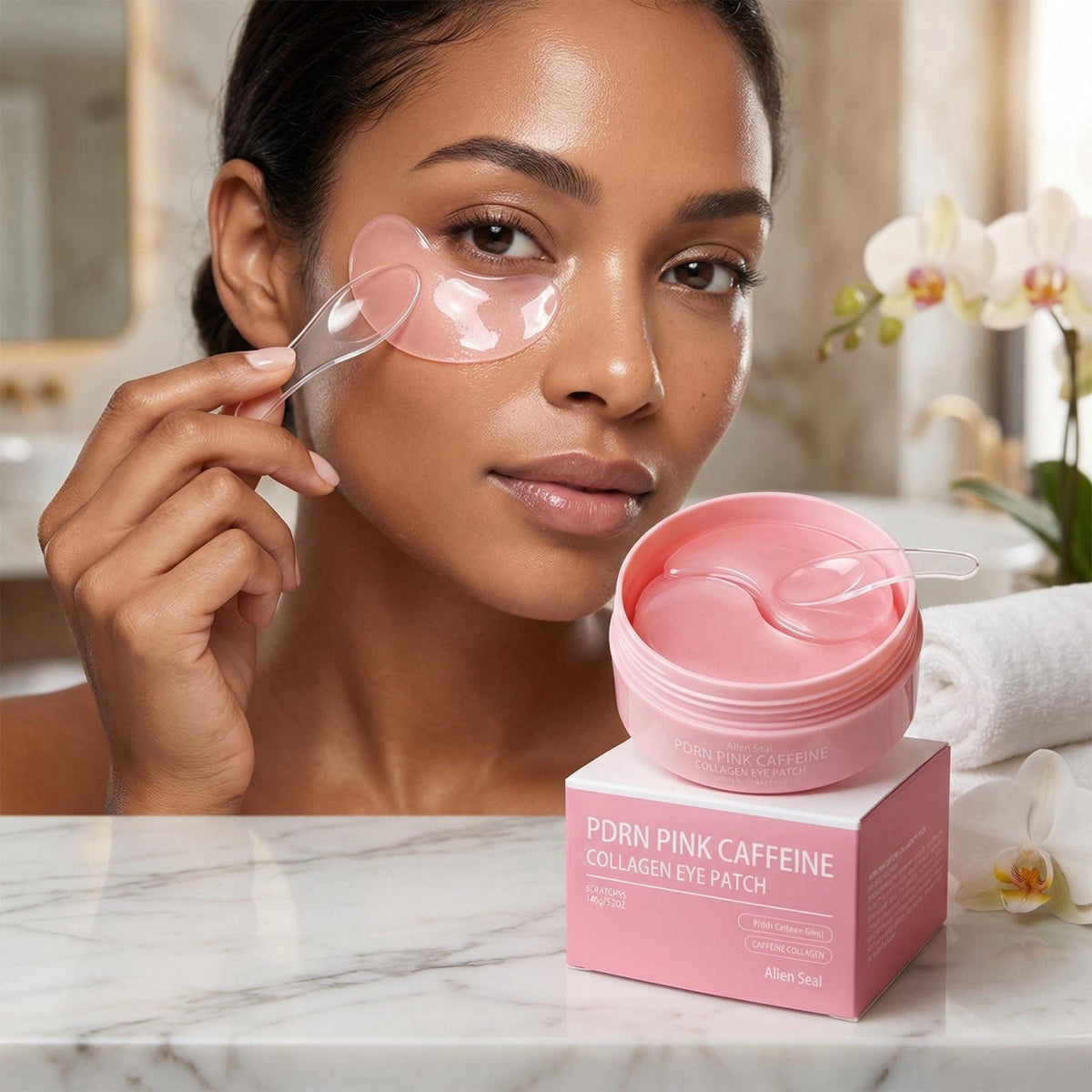 Alien Seal PDRN Pink Caffeine Collagen Eye Patch for Night CareㅣPDRN Pink Collagen Jelly Eye Mask, Dark Circles Care for