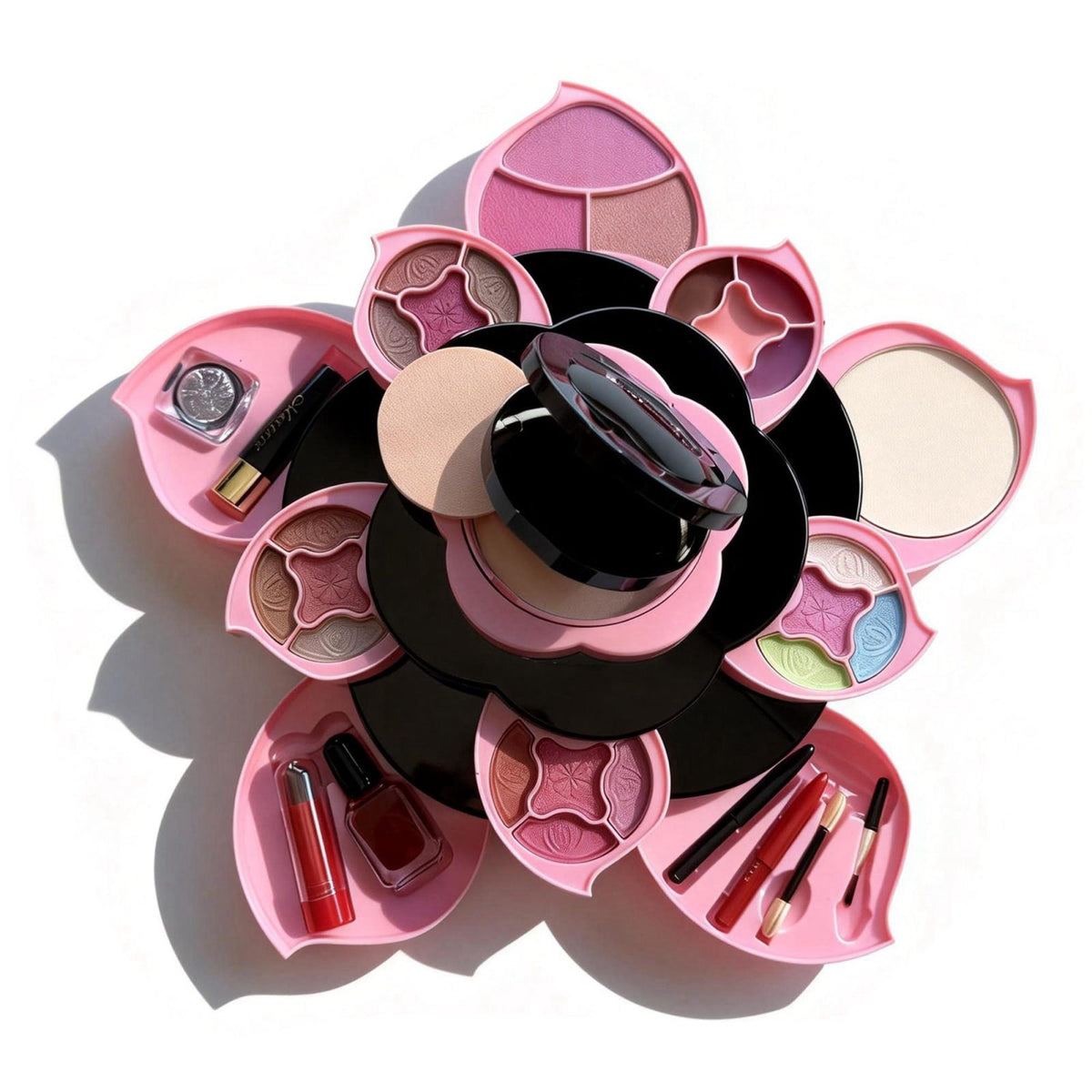 SGRAMSTORG Flower Makeup Kit for Girls - Complete All-in-One Makeup Kit for Teens and Women With 3 Tier Flower Case, 16 