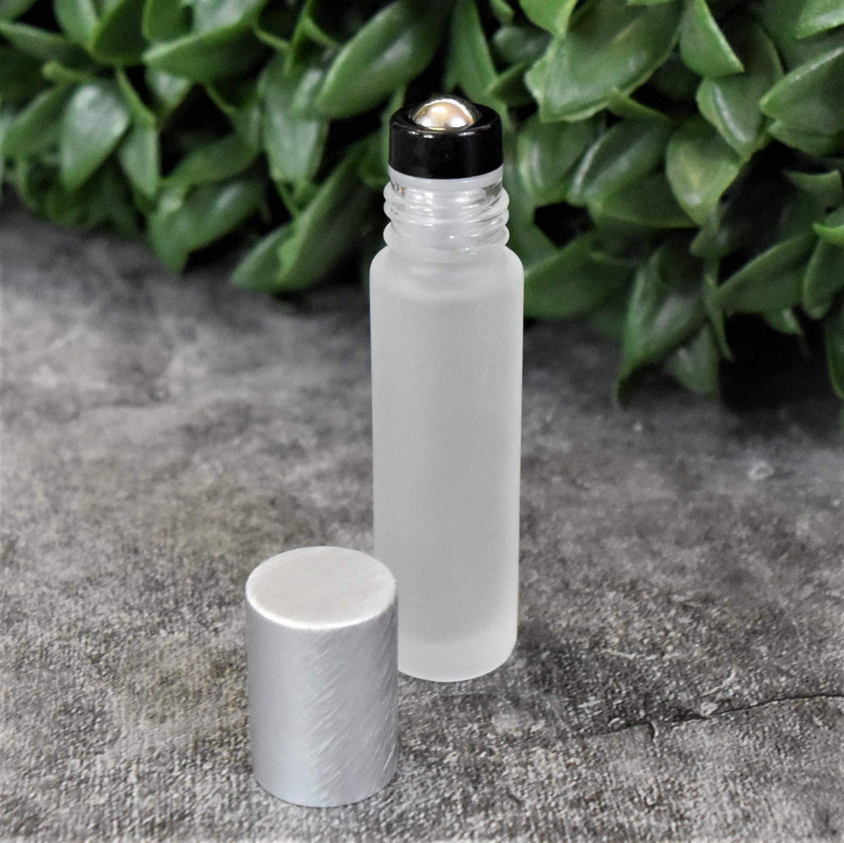 Holistic Oils 12-Pack Frosted Clear Glass Roller Bottles with Brushed Silver Leakproof Caps – Premium Quality Empty Roll