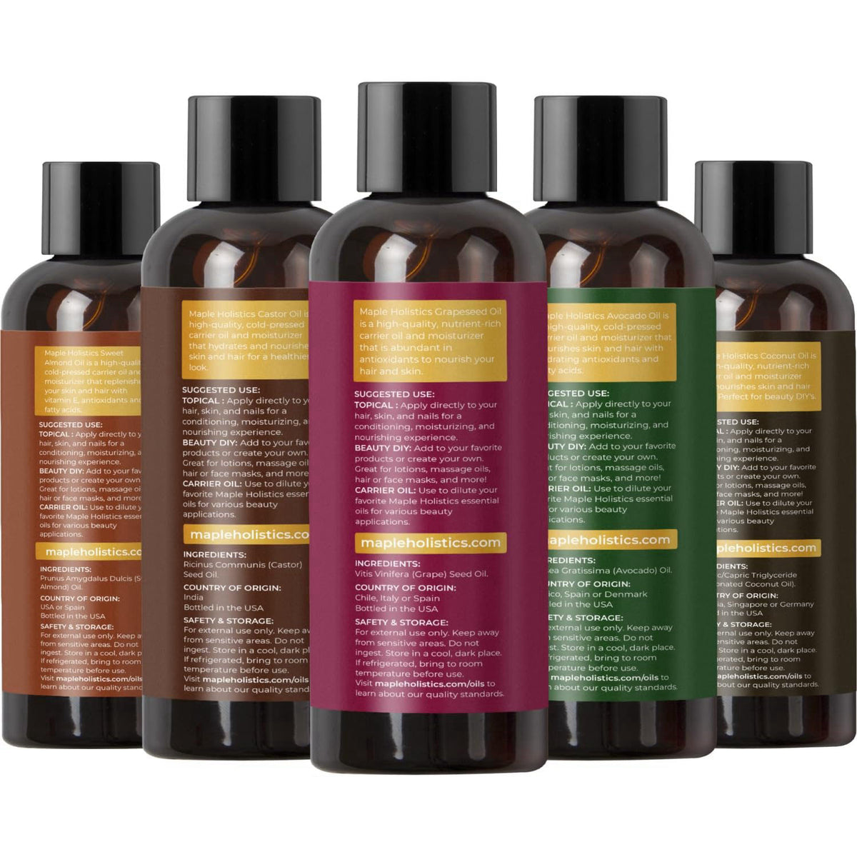 Maple Holistics Pure Carrier Oils for Essential Oils - DIY Skin Care Set with Hair Oils Skin Oils for Body Care Moisturi