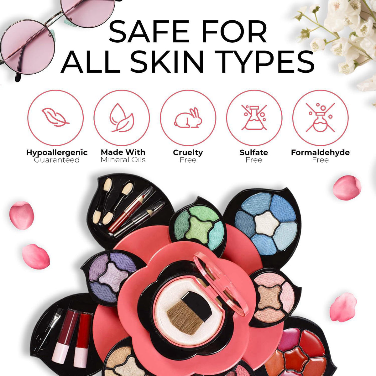 Toysical Makeup Kit for Teens - Flower Palette Gift Set for Teen Girls and Women - Makeup for Girls 10-12 - Petals Expan