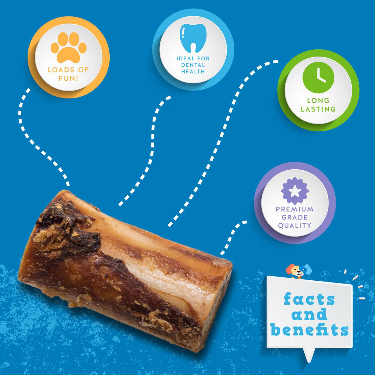 Jack&Pup Marrow Bones for Large Dogs, 6-Inch (6 Pack), 100% Natural – packaging and label
