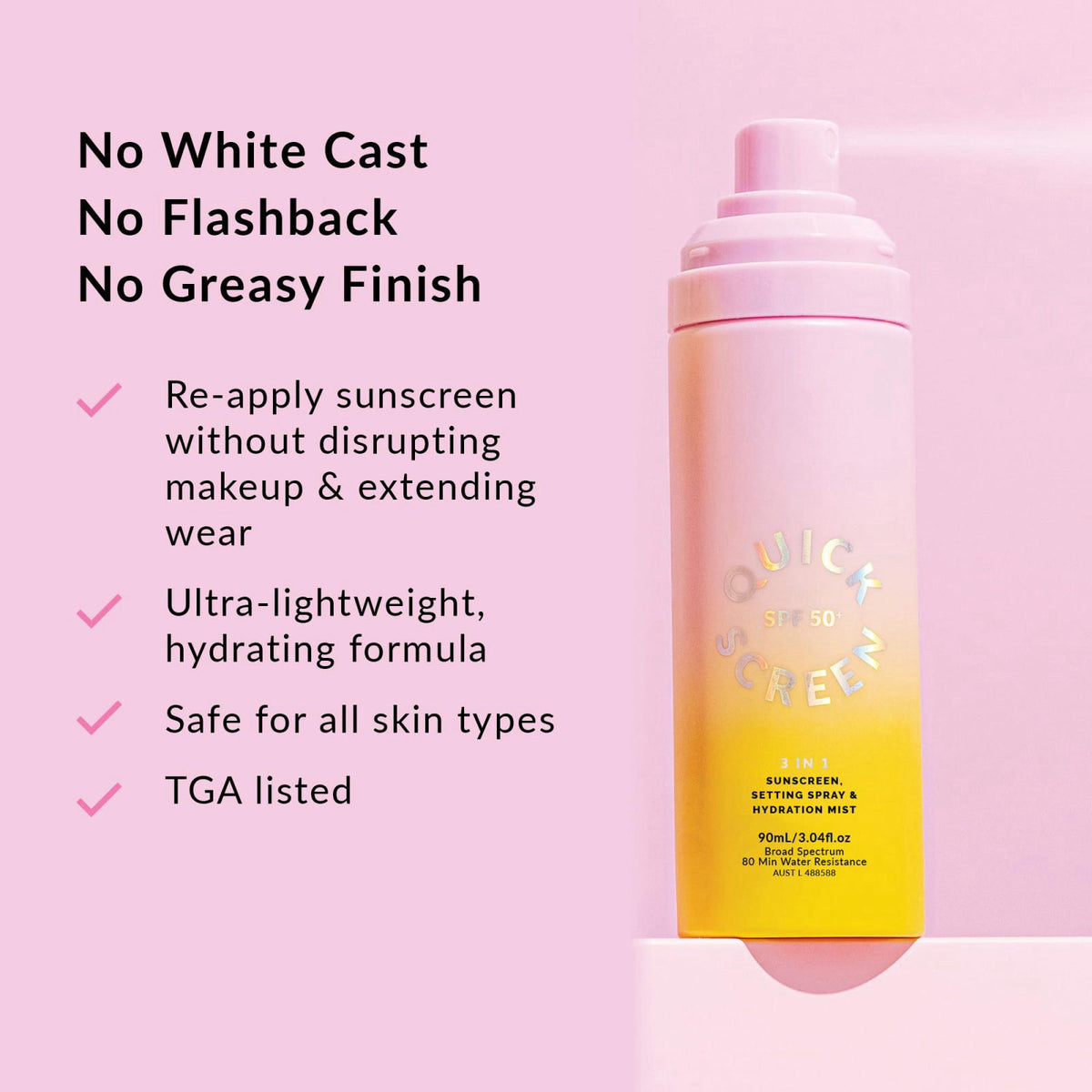 The Quick Flick QUICK FLICK 3-in-1 SPF 50+ Sunscreen, Setting Spray & Hydration Mist | Ultra-Lightweight, Fast Absorbing