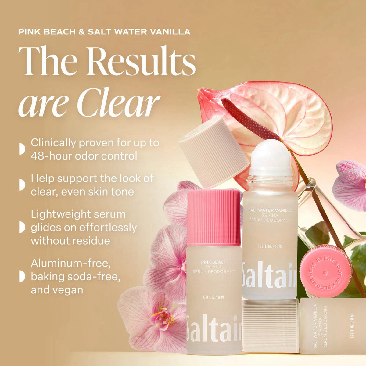Saltair Serum Deodorant Variety Pack | 5% AHA | Coconut Vanilla, 2 Pack – close-up detail