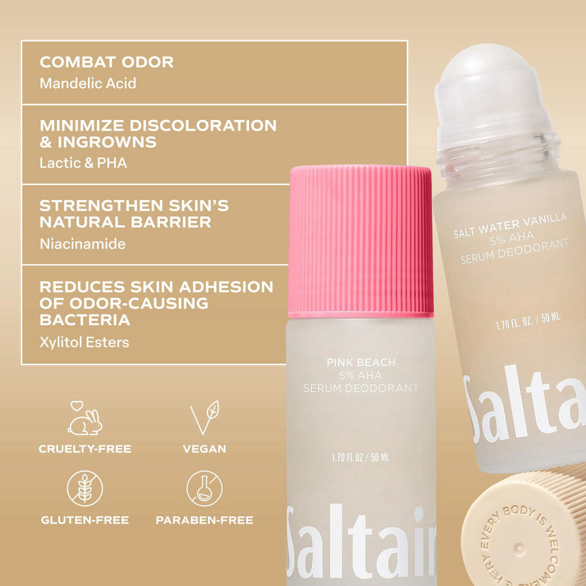 Saltair Serum Deodorant Variety Pack | 5% AHA | Coconut Vanilla, 2 Pack – full view