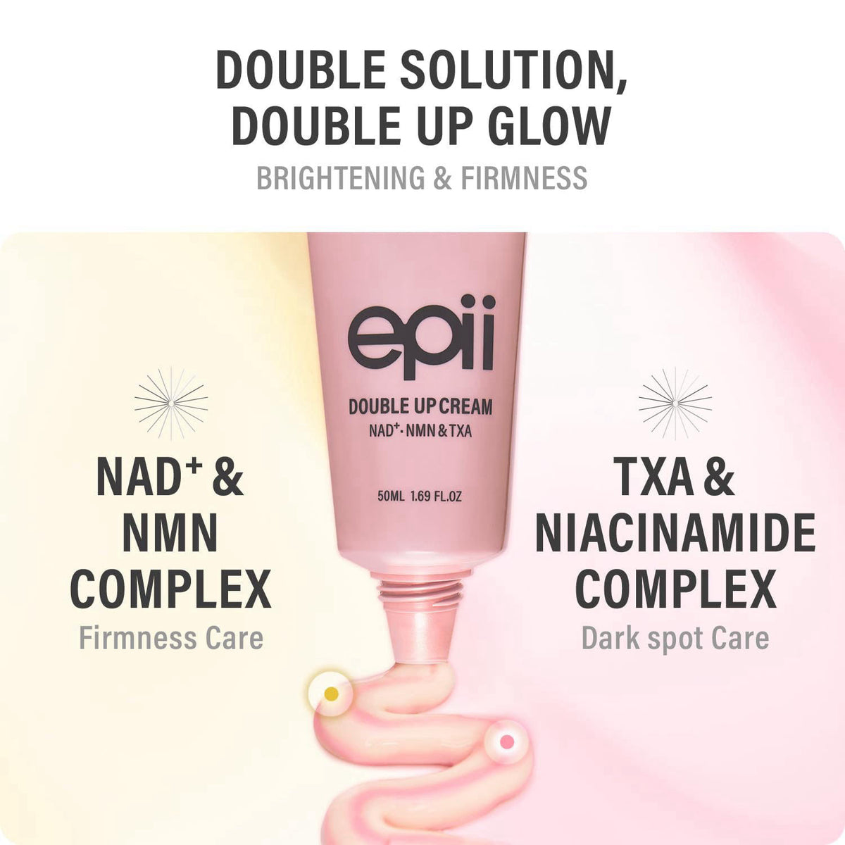 epii Double Up Cream - Firming Face Moisturizer for Aging Skin with NAD+ NMN TXA Niacinamide & 15% Squalane - Korean Ski