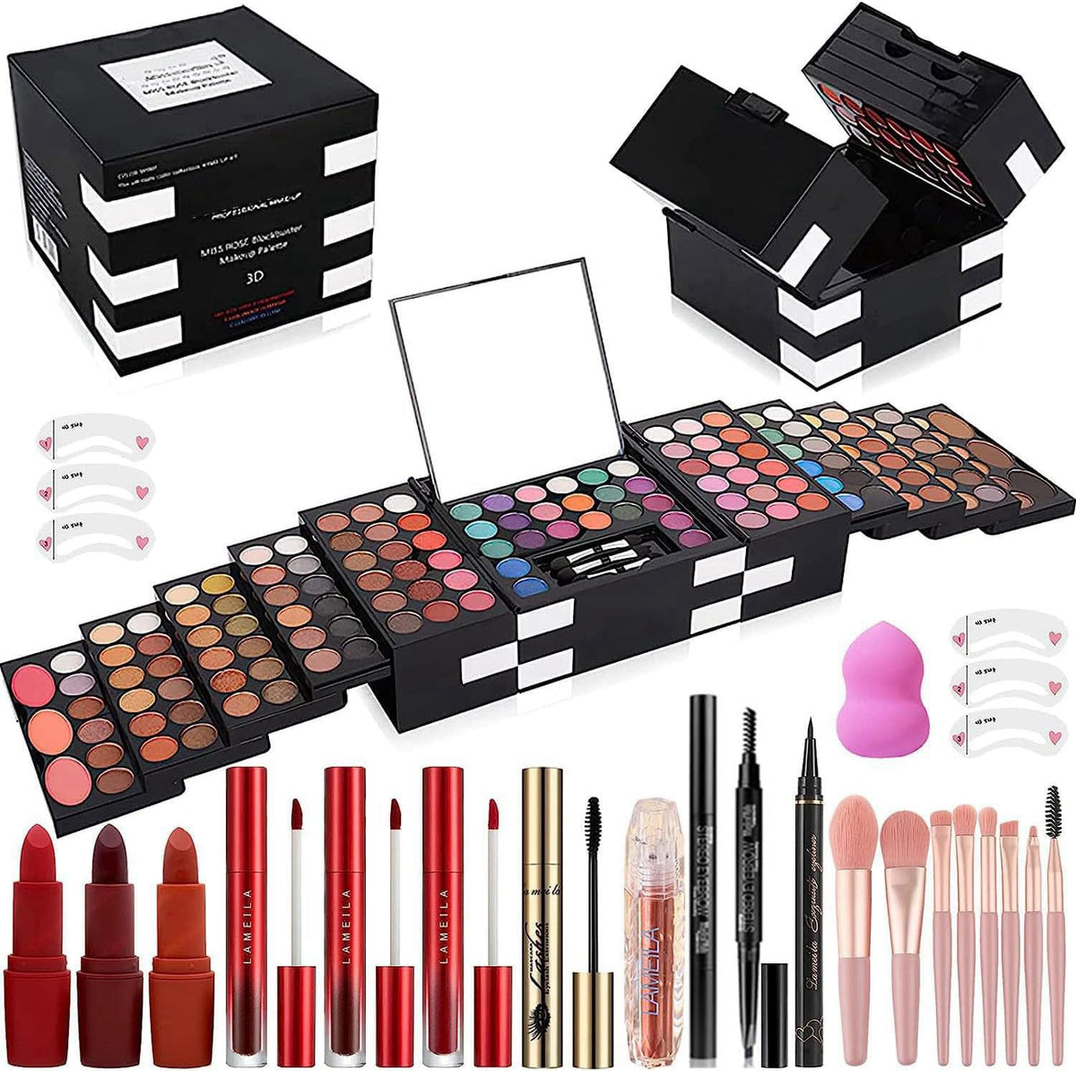 MISS ROSE M 148 Colors Makeup Pallet,Professional Makeup Kit for Women Full Kit,All in One Makeup Sets for Women&Beginne