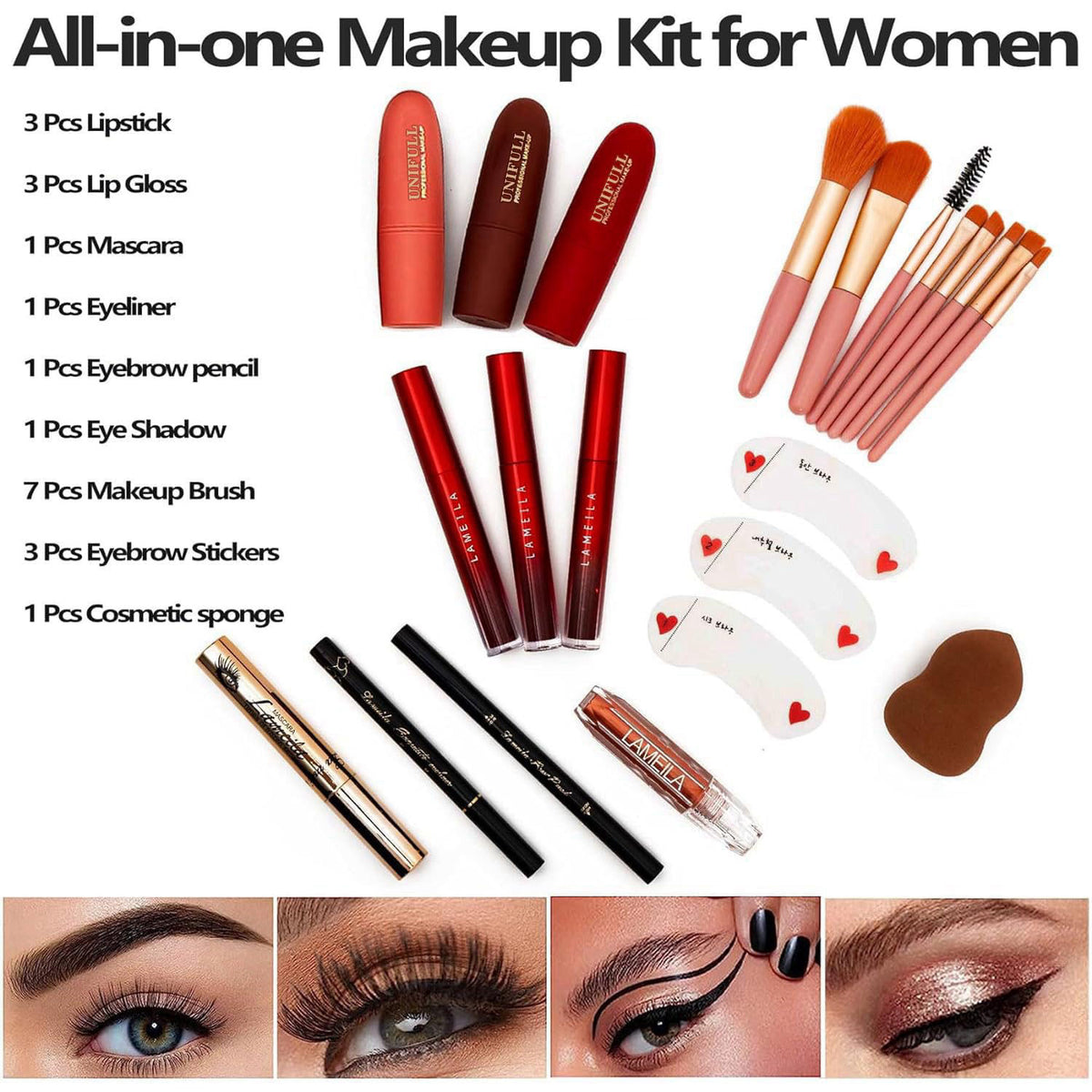 MISS ROSE M 148 Colors Makeup Pallet,Professional Makeup Kit for Women Full Kit,All in One Makeup Sets for Women&Beginne