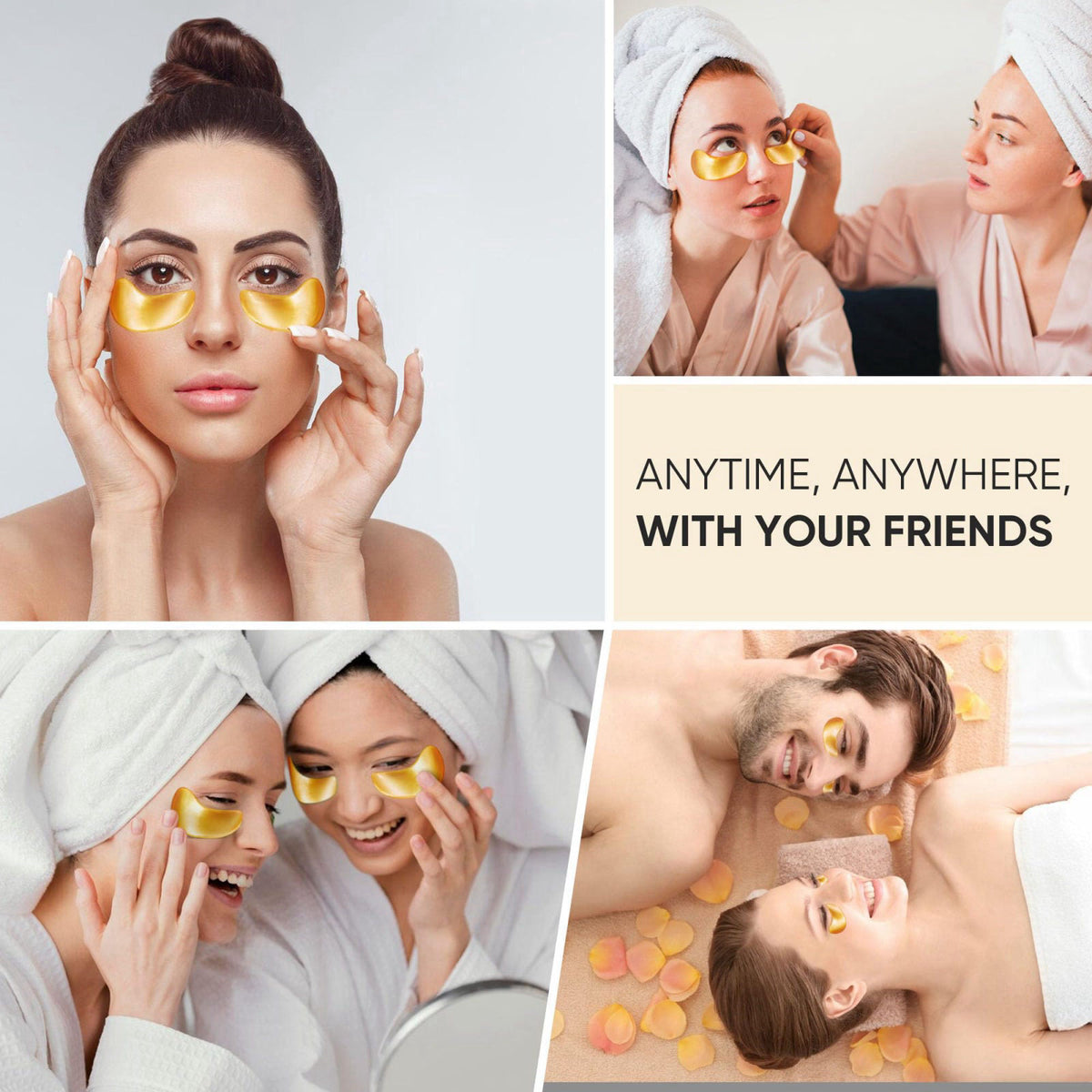 Bukamkom 200Pcs/100 Pair Under Eye Patches Gold for Dark Circles, Puffy Eyes, and Wrinkles, 24K Gold Eye Mask for Face, 