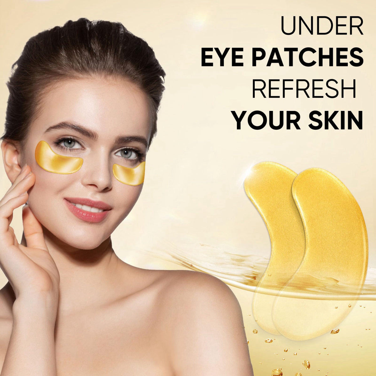 Bukamkom 200Pcs/100 Pair Under Eye Patches Gold for Dark Circles, Puffy Eyes, and Wrinkles, 24K Gold Eye Mask for Face, 