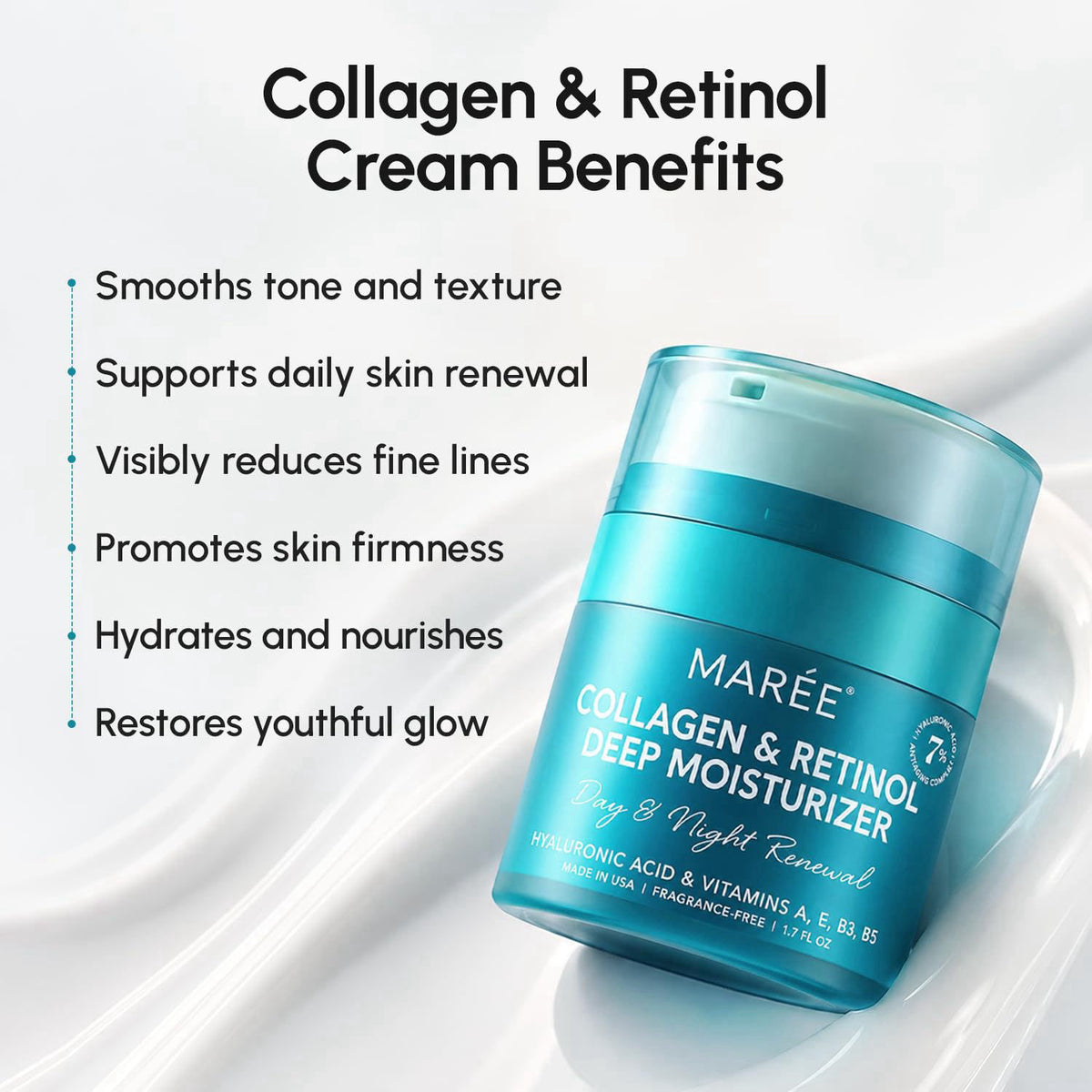 MAREE Collagen and Retinol Deep Face Moisturizer - Face Cream for Women – packaging and label