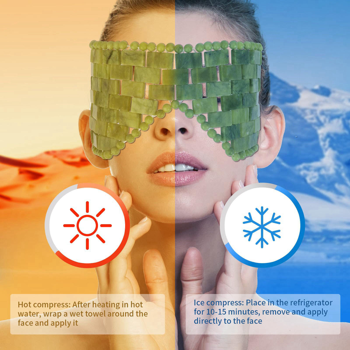 LazyGa Jade Eye Mask & Ice Globes Set for Face & Eyes to Reduce Puffiness, Wrinkles, Dark Circles Spa & Esthetician Supp