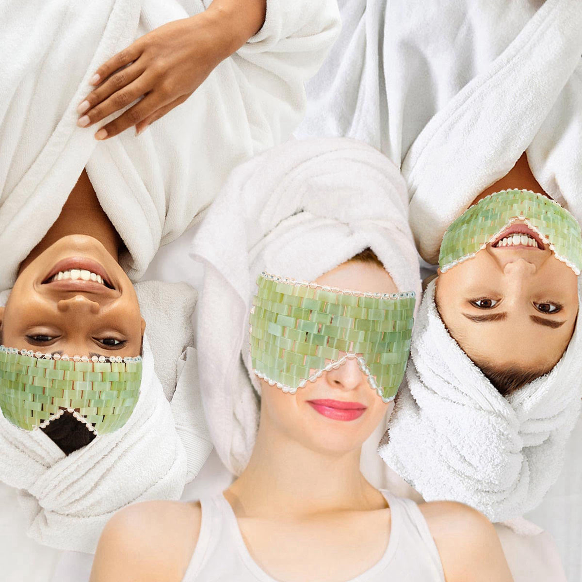 LazyGa 2PCS Jade Eye Mask & Ice Globes Set for Face & Eyes to Reduce Puffiness, Wrinkles, Dark Circles Spa & Esthetician
