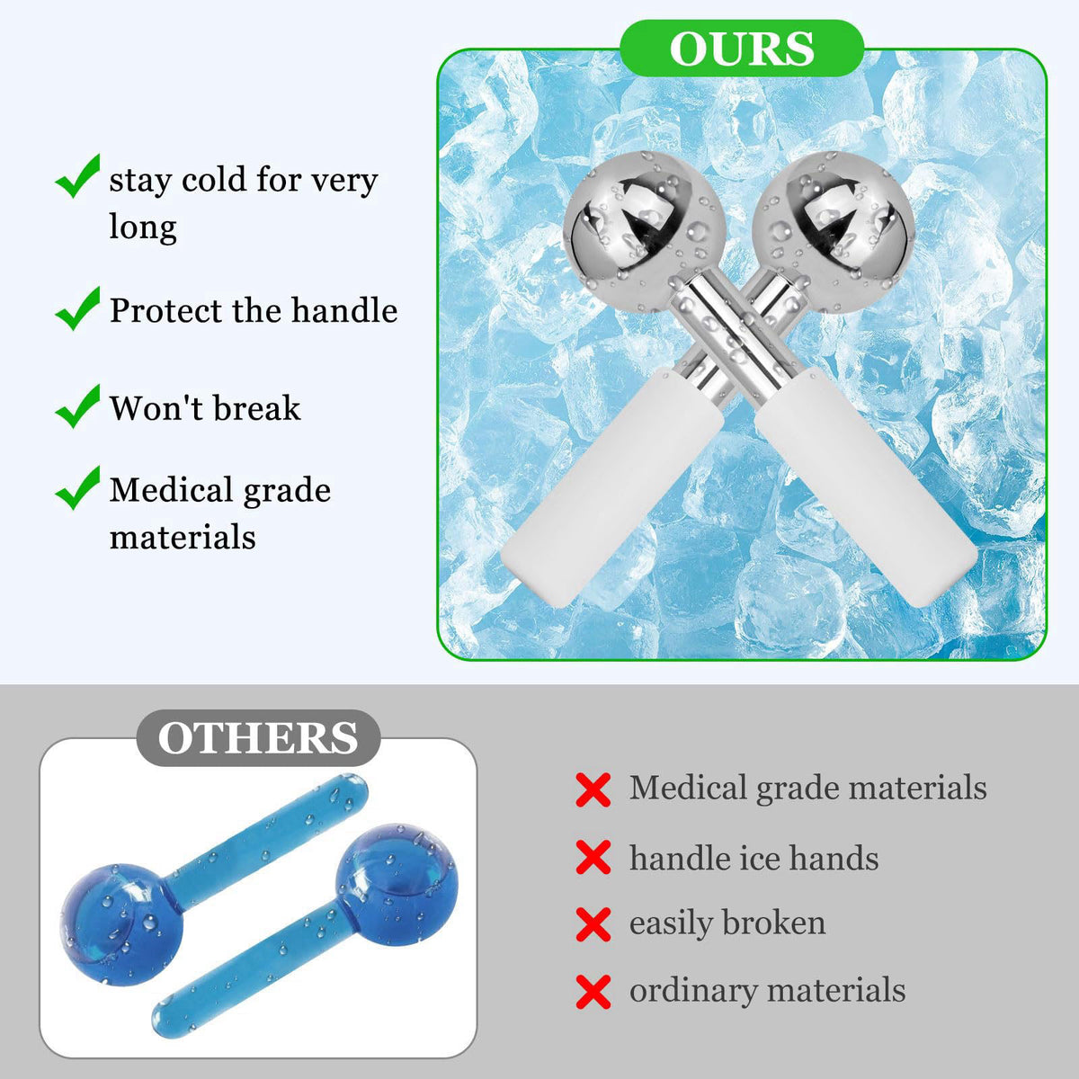 LazyGa 2PCS Jade Eye Mask & Ice Globes Set for Face & Eyes to Reduce Puffiness, Wrinkles, Dark Circles Spa & Esthetician