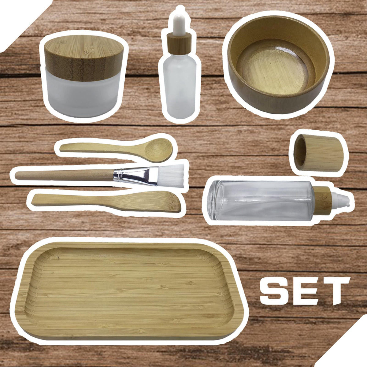 BEECO GIF2U Face Mask Mixing Bowl Set Bamboo,8 Pcs Diy Facemask Mixing Tool Kit With Facial Mask Bowl,Spatula,Spoon,Brus