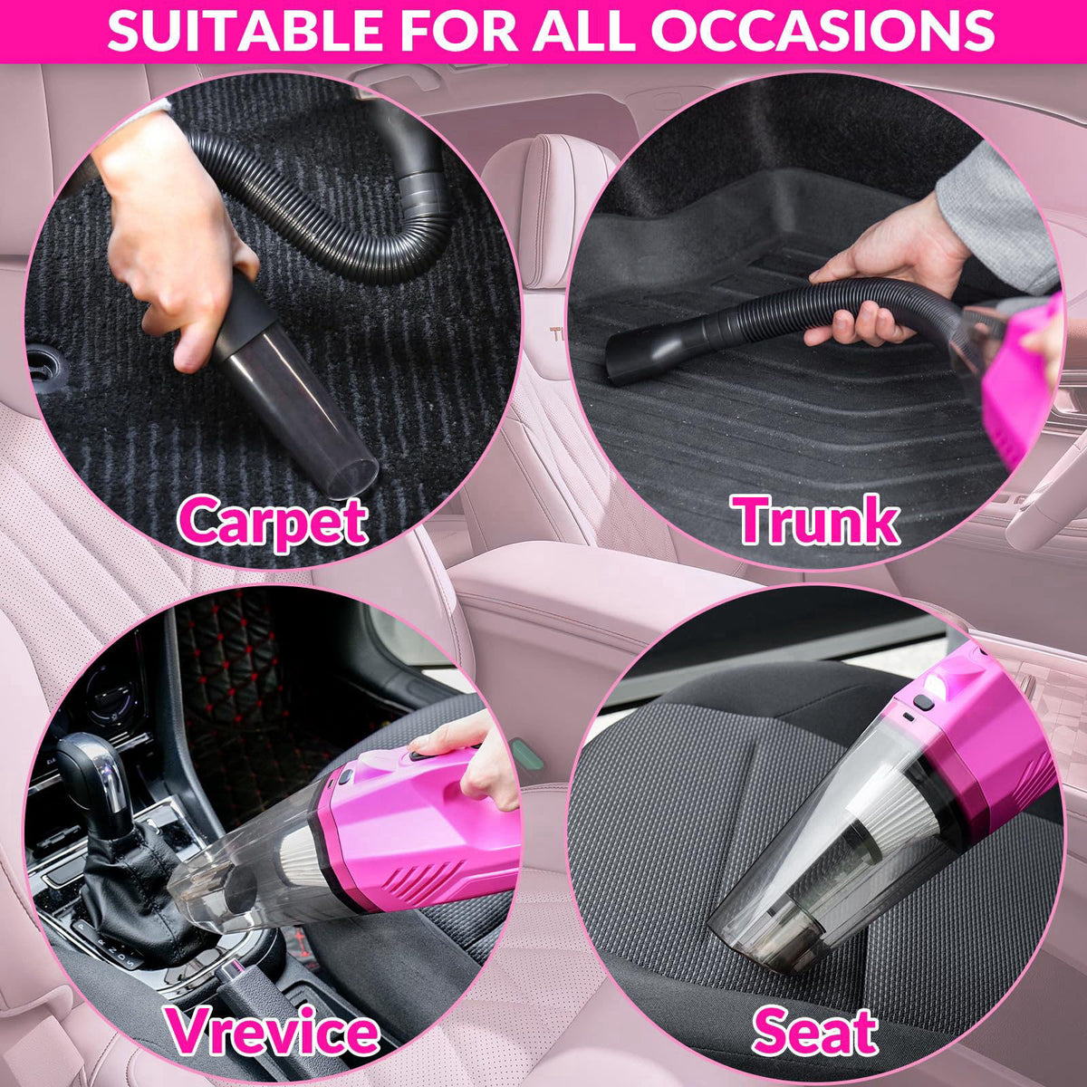 ThinkLearn Car Cleaning Kit with High Power Car Vacuum Detailing Kit – back view and specifications