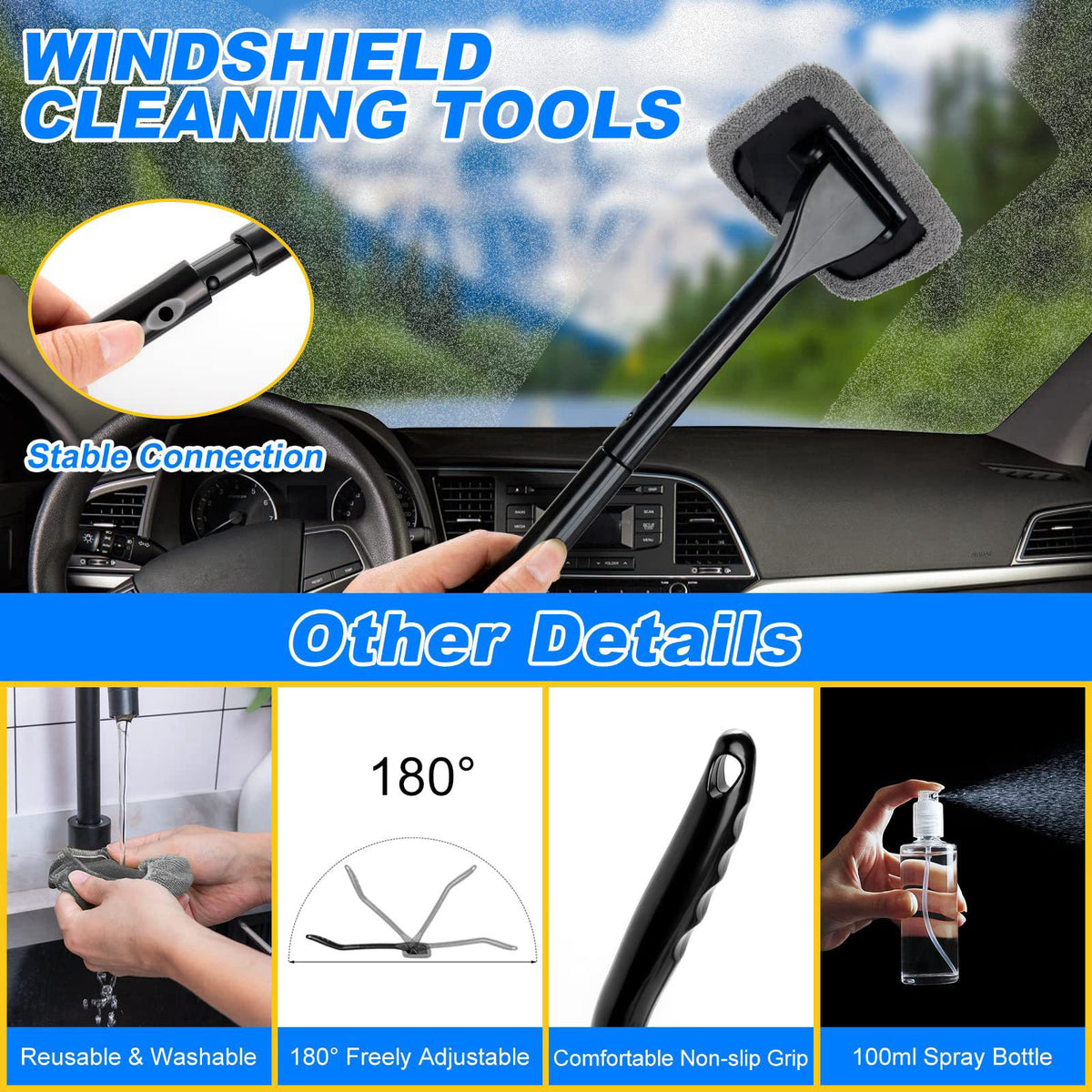 AUTODECO 20Pcs Car Cleaning Kit, Interior Detailing Kit with High Power Handheld Vacuum, Detailing Brush Set, Windshield