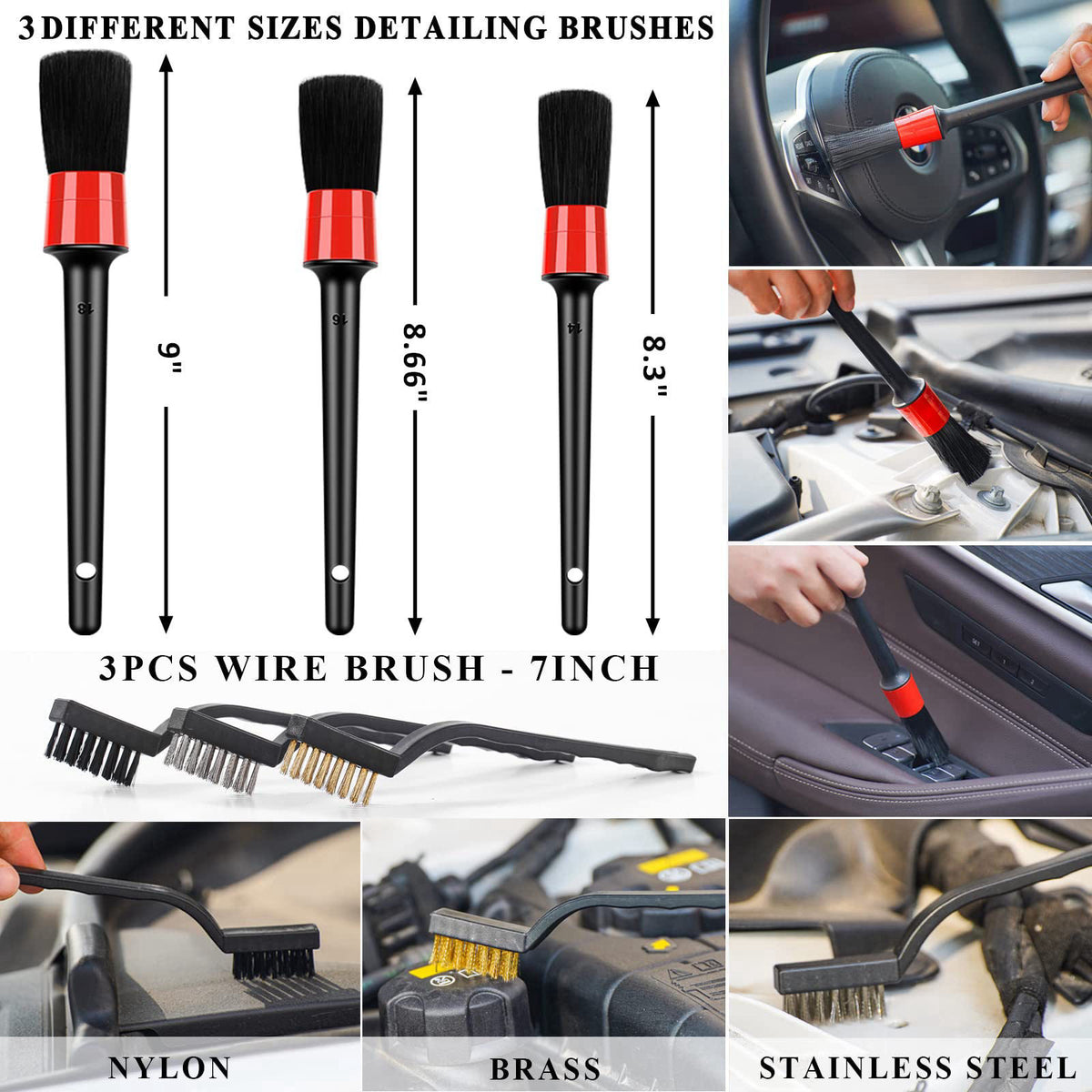 AUTODECO 20Pcs Car Cleaning Kit, Interior Detailing Kit with High Power Handheld Vacuum, Detailing Brush Set, Windshield