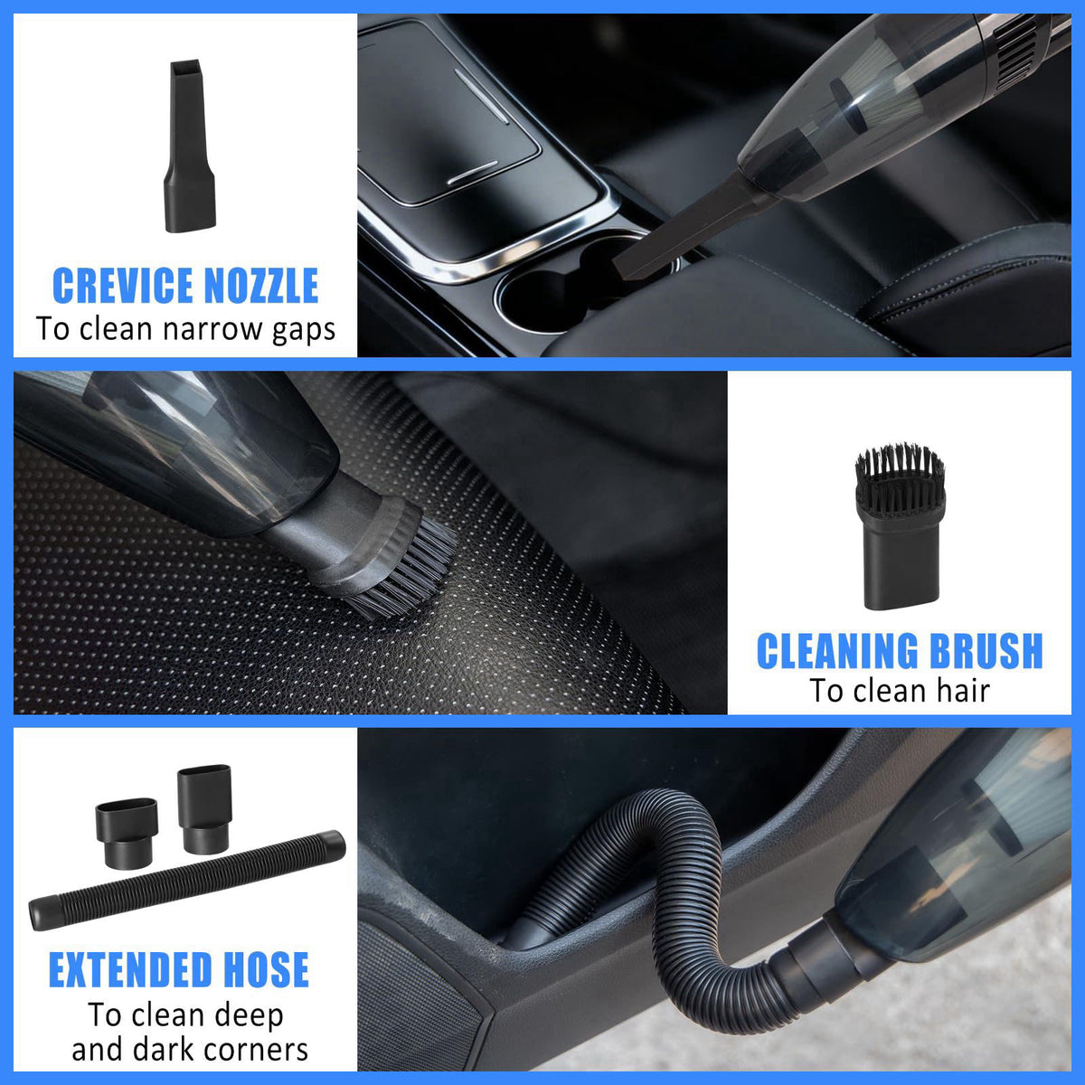 AUTODECO Car Cleaning Kit, Car Vacuum Interior Detailing Cleaner Kit with High Power Handheld Vacuum, Brush Set, Windshi