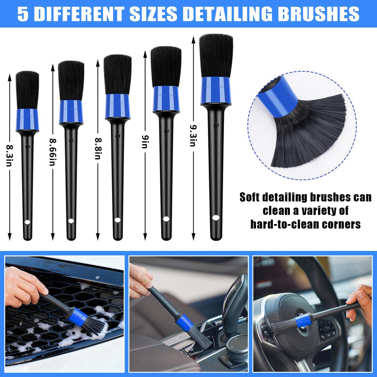 AUTODECO Car Cleaning Kit, Car Vacuum Interior Detailing Cleaner Kit with High Power Handheld Vacuum, Brush Set, Windshi