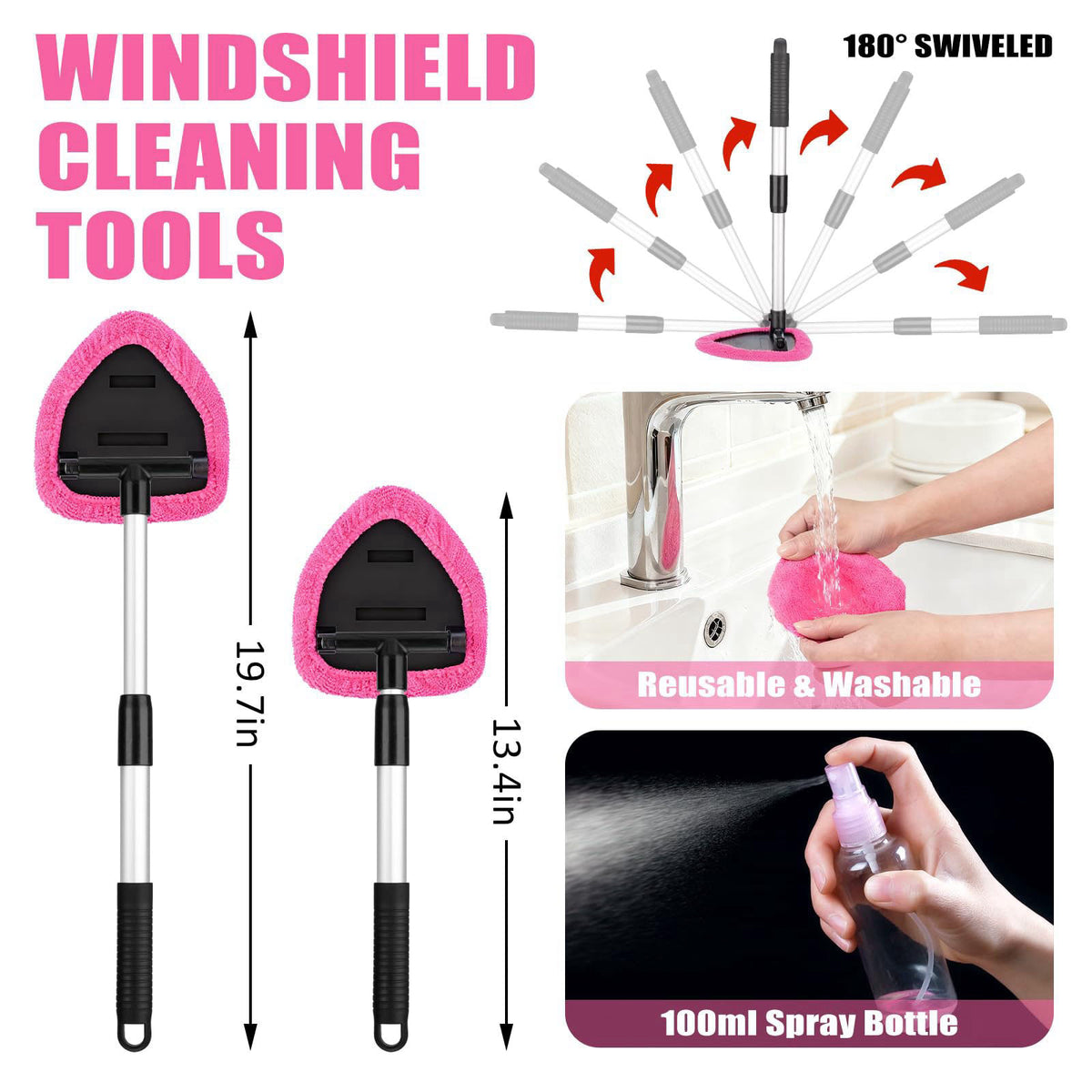 AUTODECO Windshield Cleaner Tool, 17Pcs Car Interior Detailing Kit, Detailing Brush, Towels, Duster, Car Cleaning Kit In