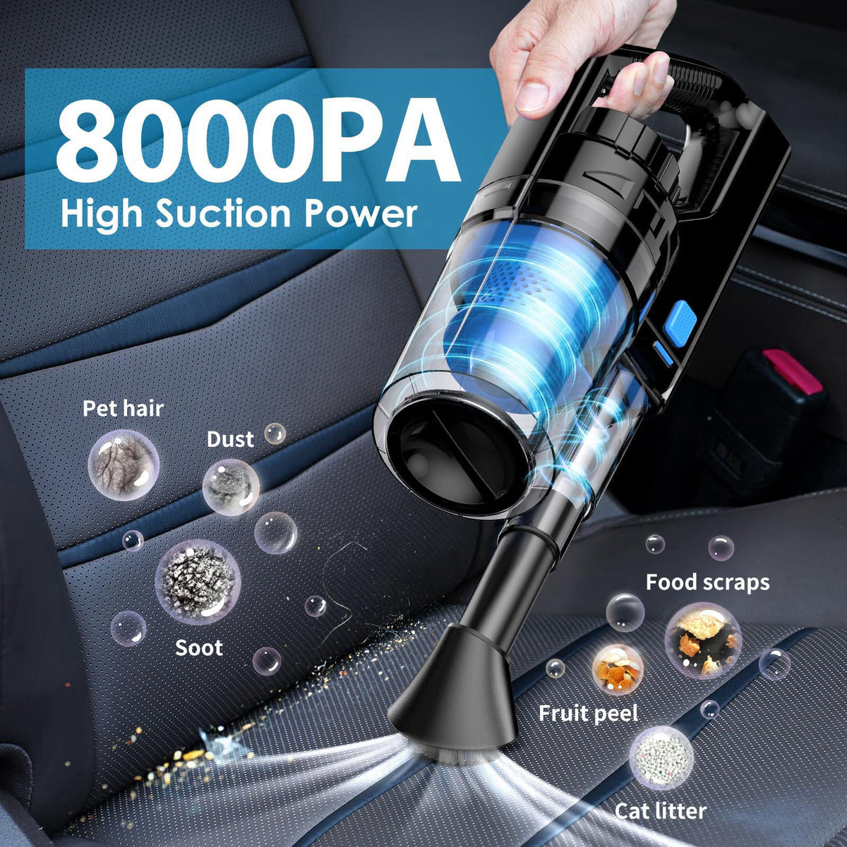 NIKCOSMK 17pcs Car Detailing Kit Interior Cleaner, Car Interior Cleaning Kit with Handheld Car Vacuum, Car Detailing Bru