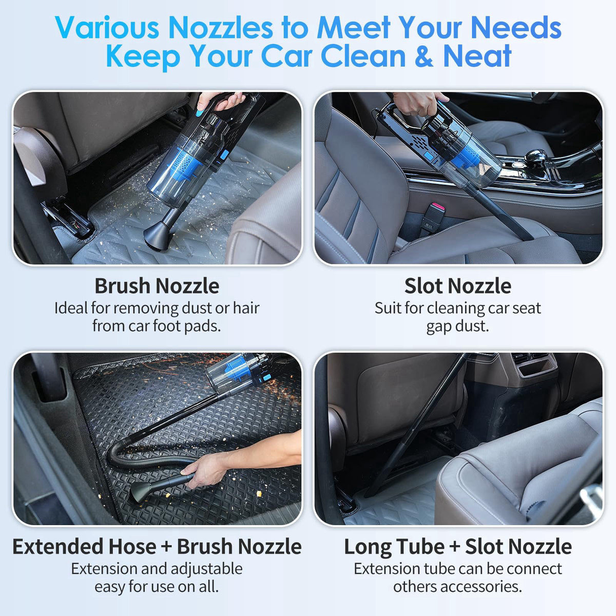 NIKCOSMK 17pcs Car Detailing Kit Interior Cleaner, Car Interior Cleaning Kit with Handheld Car Vacuum, Car Detailing Bru