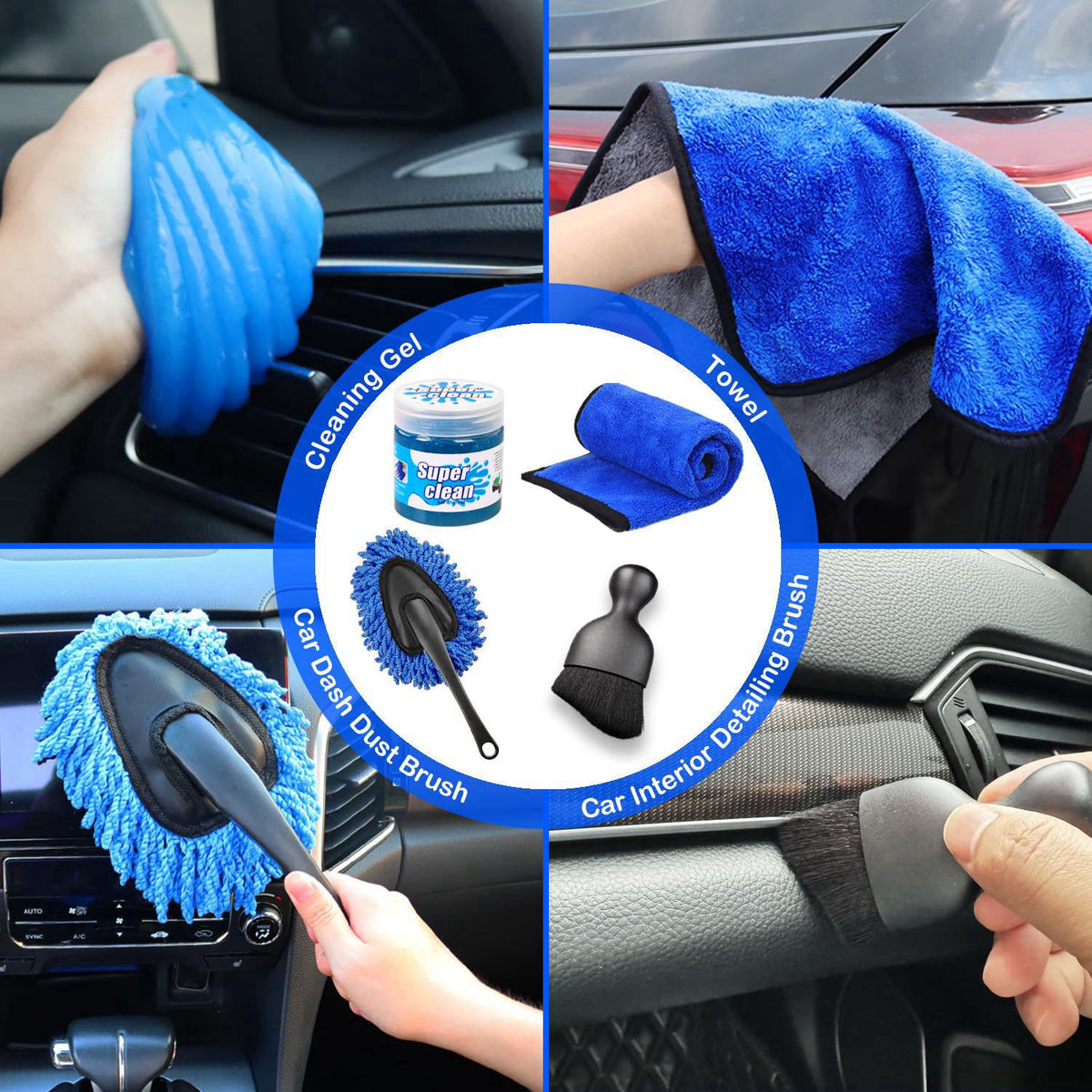 NIKCOSMK 17pcs Car Detailing Kit Interior Cleaner, Car Interior Cleaning Kit with Handheld Car Vacuum, Car Detailing Bru