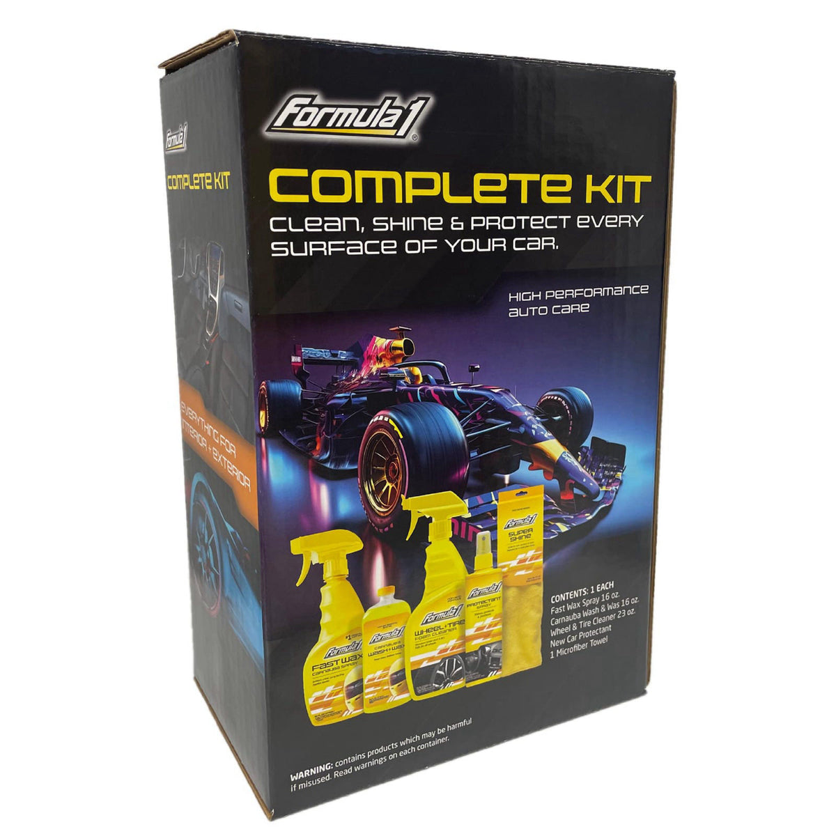 Formula 1 Complete Car Detailing Kit - Clean & Protect Every Surface, Includes Car Wash and Wax, Wheel Cleaner, Interior