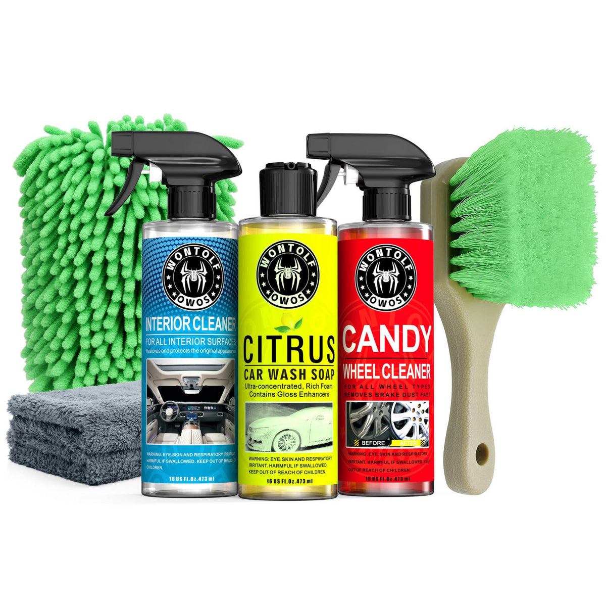 Wontolf Complete Car Wash Cleaning Kit, Car Interior Detailing Kit with Car Wash Soap, Interior Detailing Cleaner, Wheel