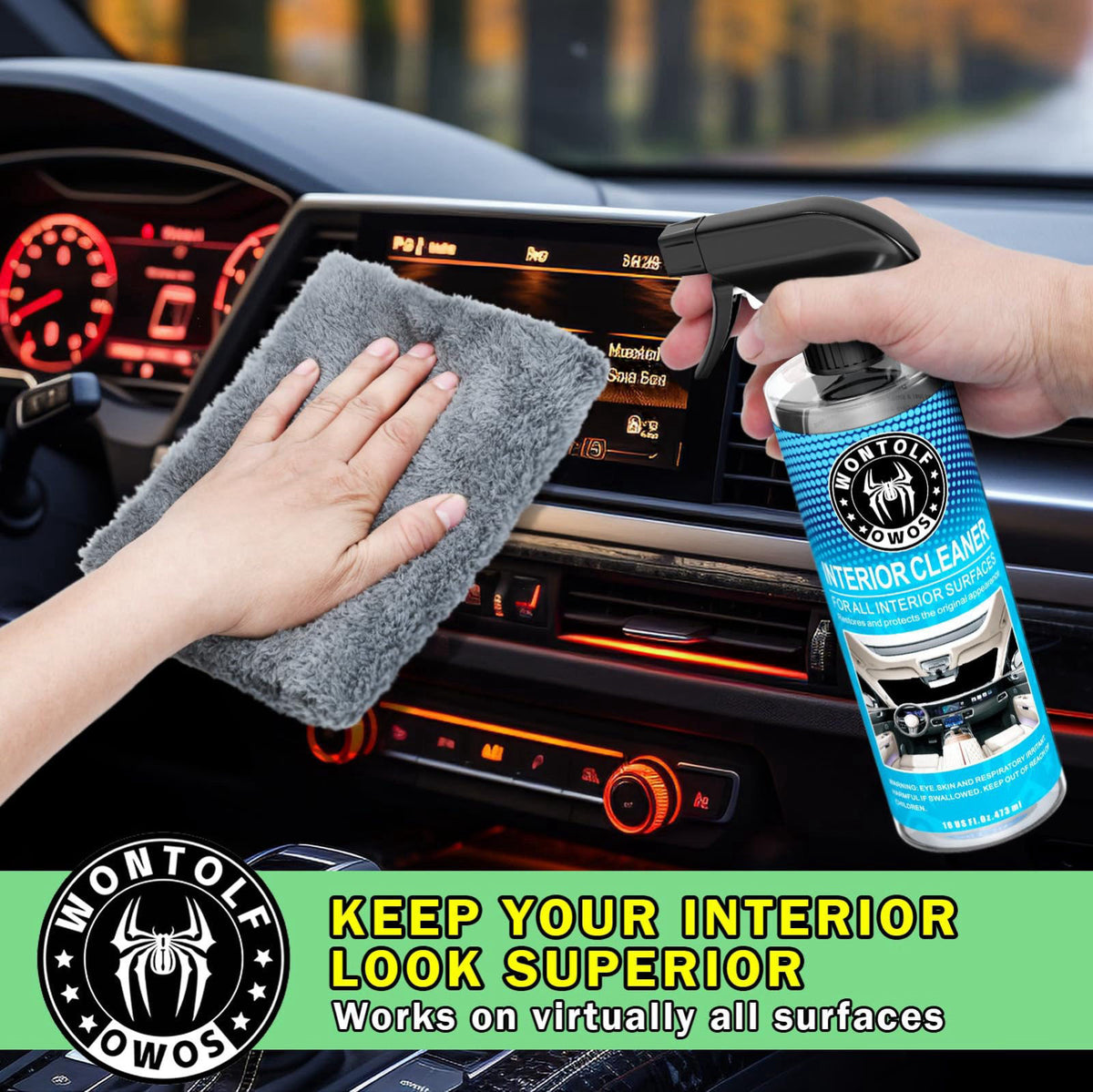 Wontolf Complete Car Wash Cleaning Kit, Car Interior Detailing Kit with Car Wash Soap, Interior Detailing Cleaner, Wheel