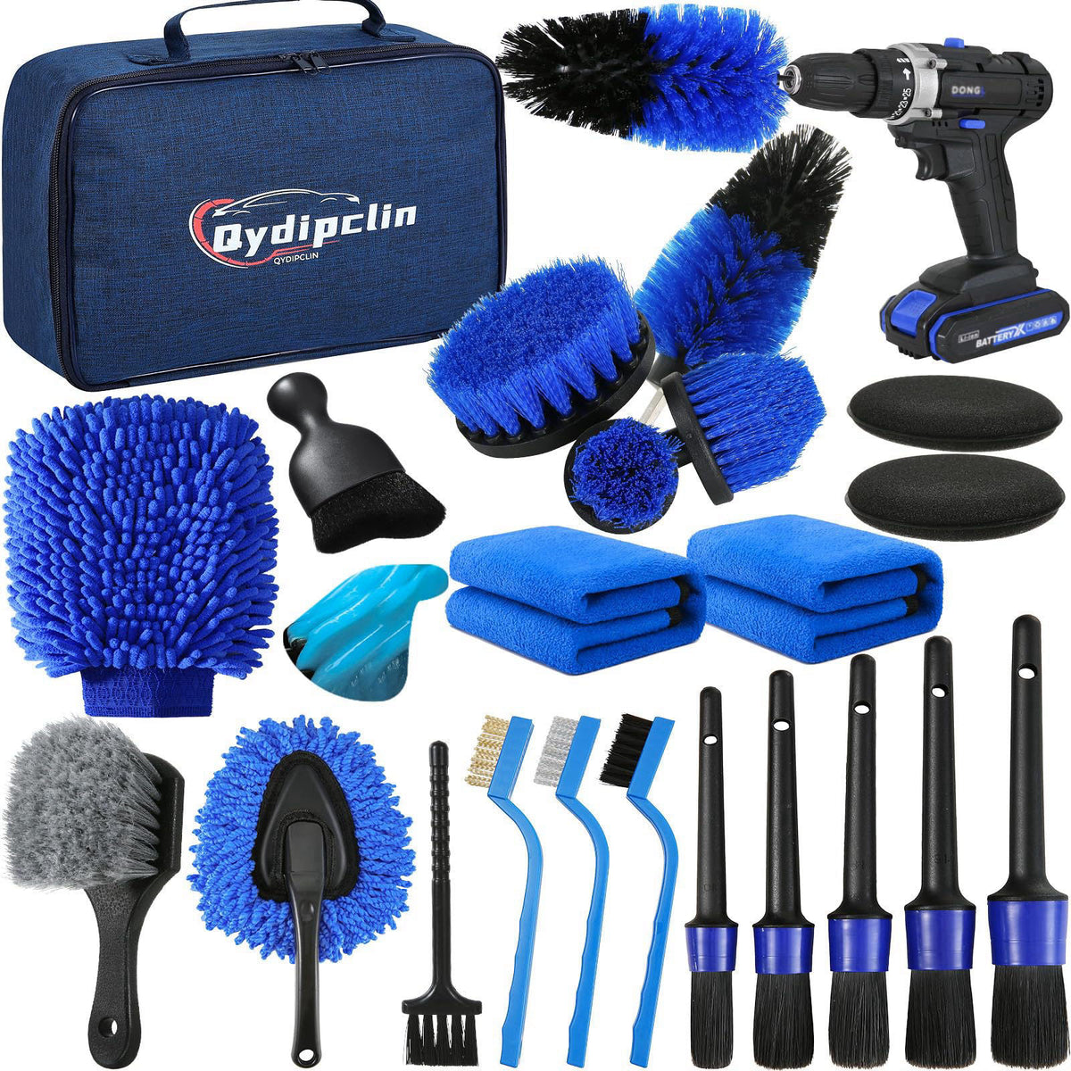 Qydipclin 23Pcs Car Detailing Kit Detailing Brush Set Car Wash Cleaning Kit Blue – product photo (Brushes &amp; Dusters)