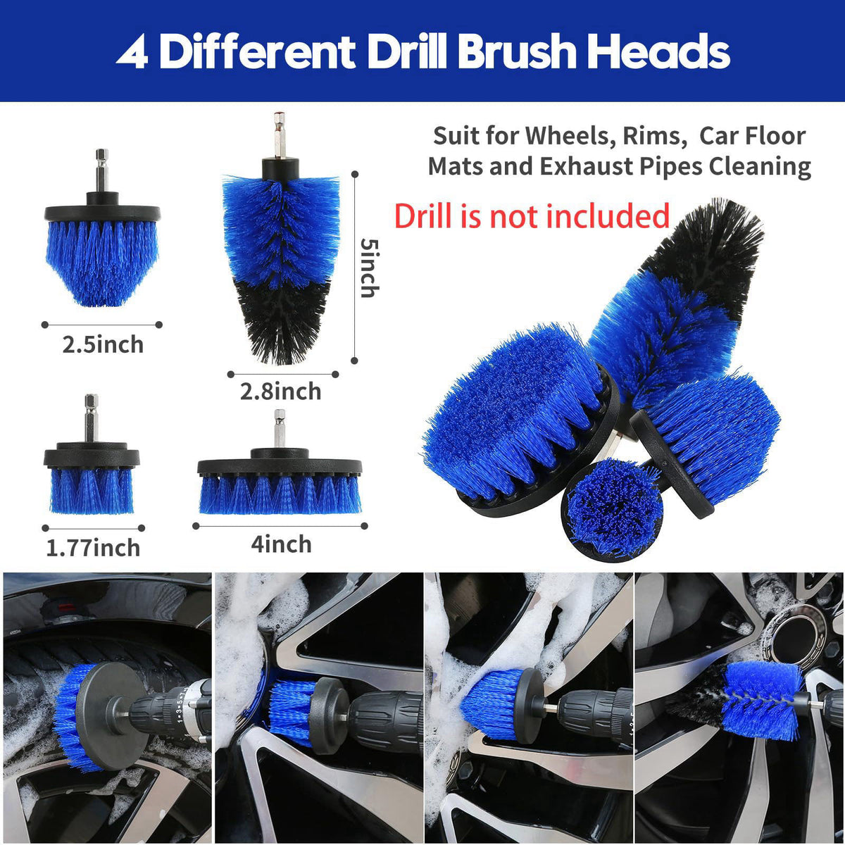Qydipclin 23Pcs Car Detailing Kit Detailing Brush Set Car Wash Cleaning Kit Blue – close-up detail