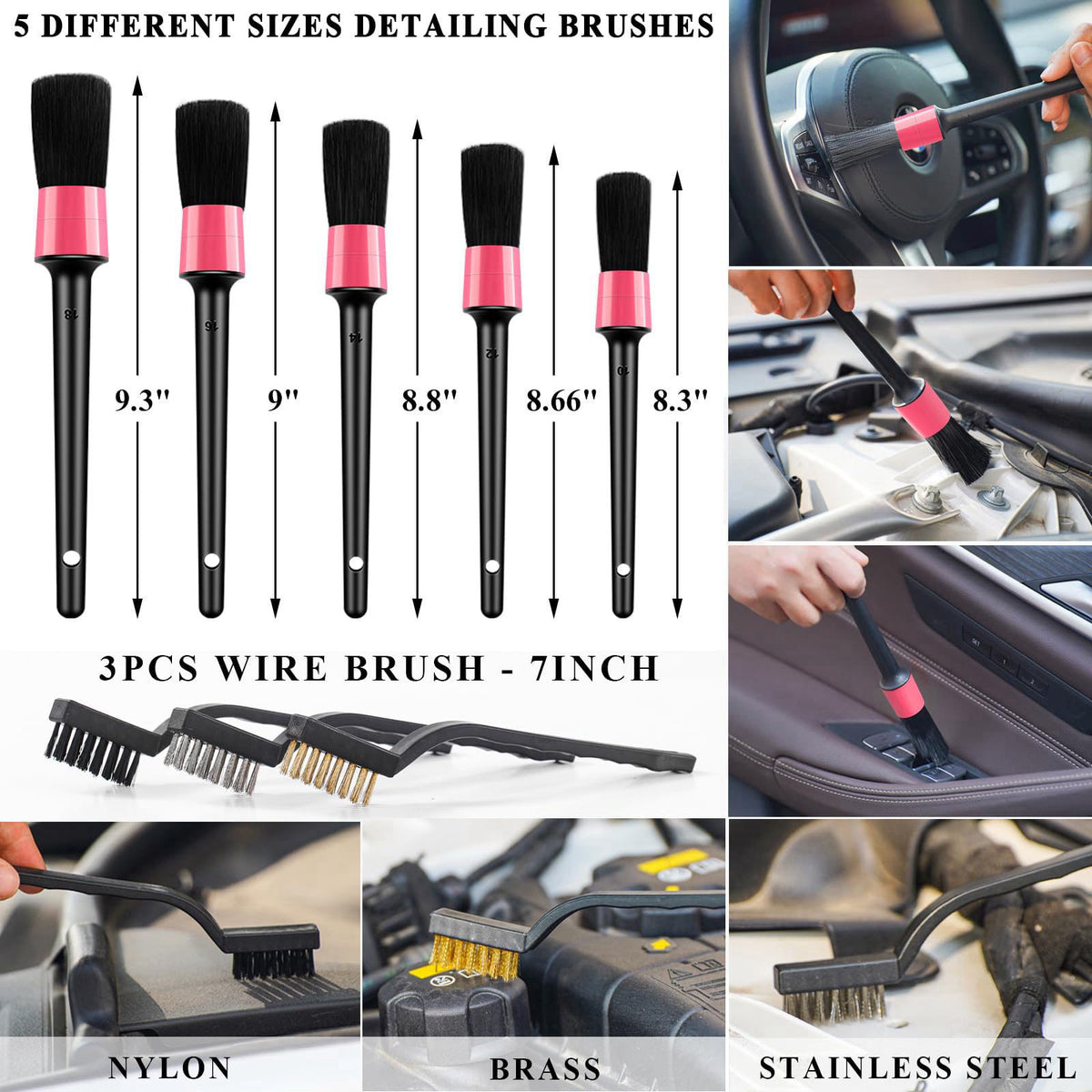 AUTODECO 39Pcs Car Cleaning Kit, Interior Detailing Kit with High Power Handheld Vacuum, Detailing Brush Set, Windshield