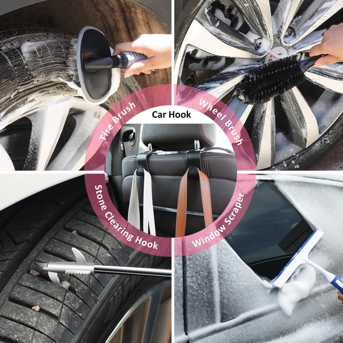 AUTODECO 39Pcs Car Cleaning Kit, Interior Detailing Kit with High Power Handheld Vacuum, Detailing Brush Set, Windshield