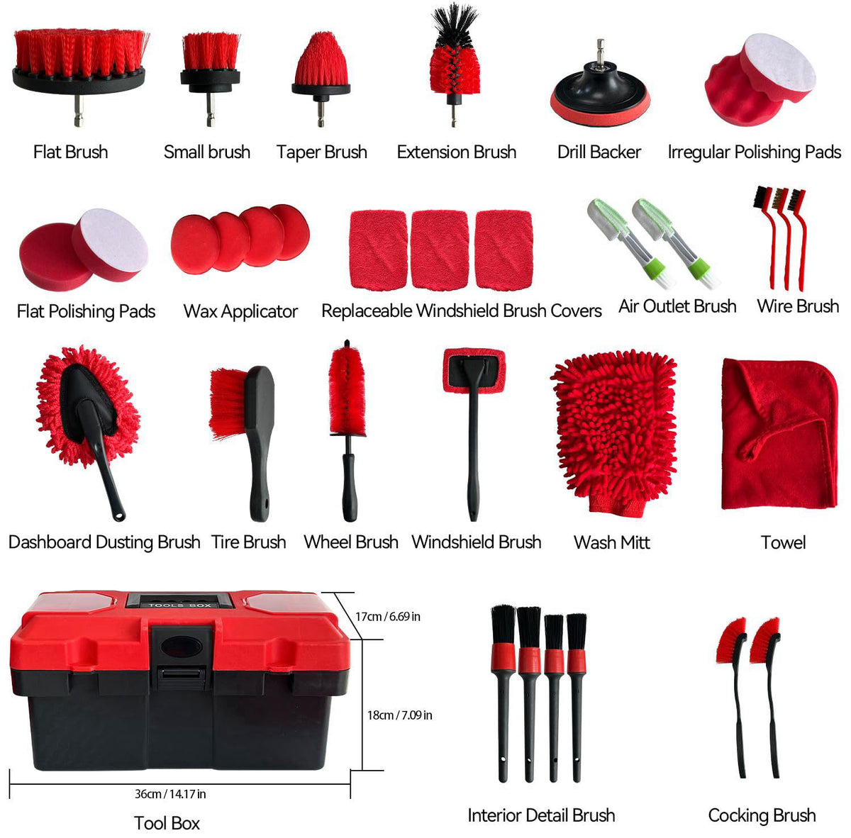 SUGOOE 35Pcs Car Detailing Kit, Car Detailing Brush Set, Car Interior Cleaning Kit with Windshield Cleaning Tool and Too