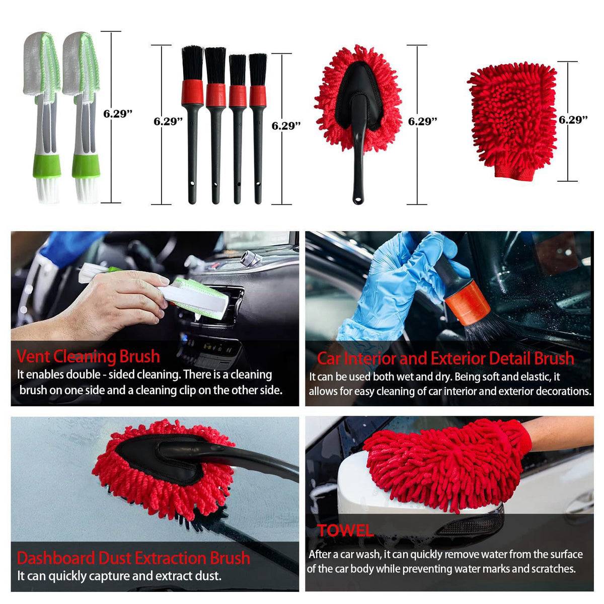 SUGOOE 35Pcs Car Detailing Kit, Car Detailing Brush Set, Car Interior Cleaning Kit with Windshield Cleaning Tool and Too