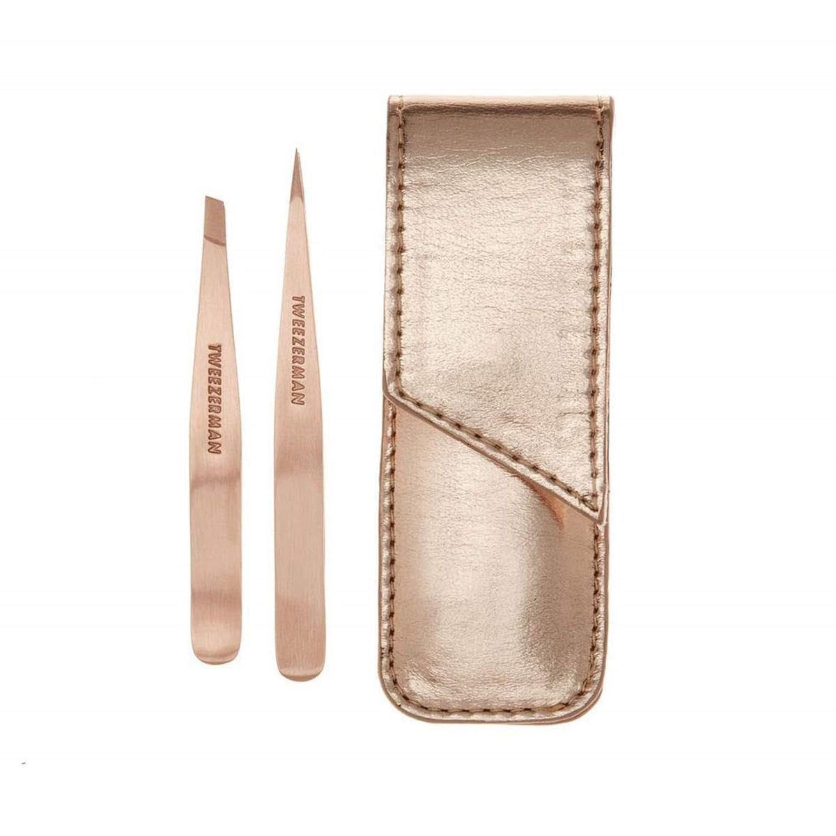 Tweezerman Petite Tweeze Set for Eyebrows with Travel Case Rose Gold